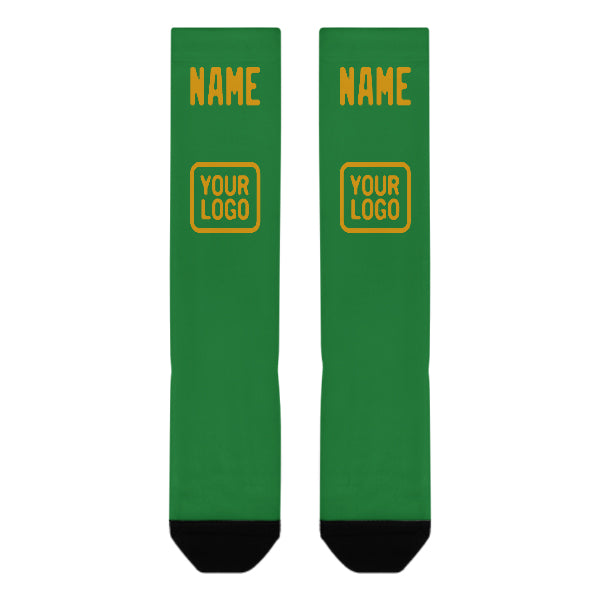 Custom Emerald Green Yellow Knee-High Sock
