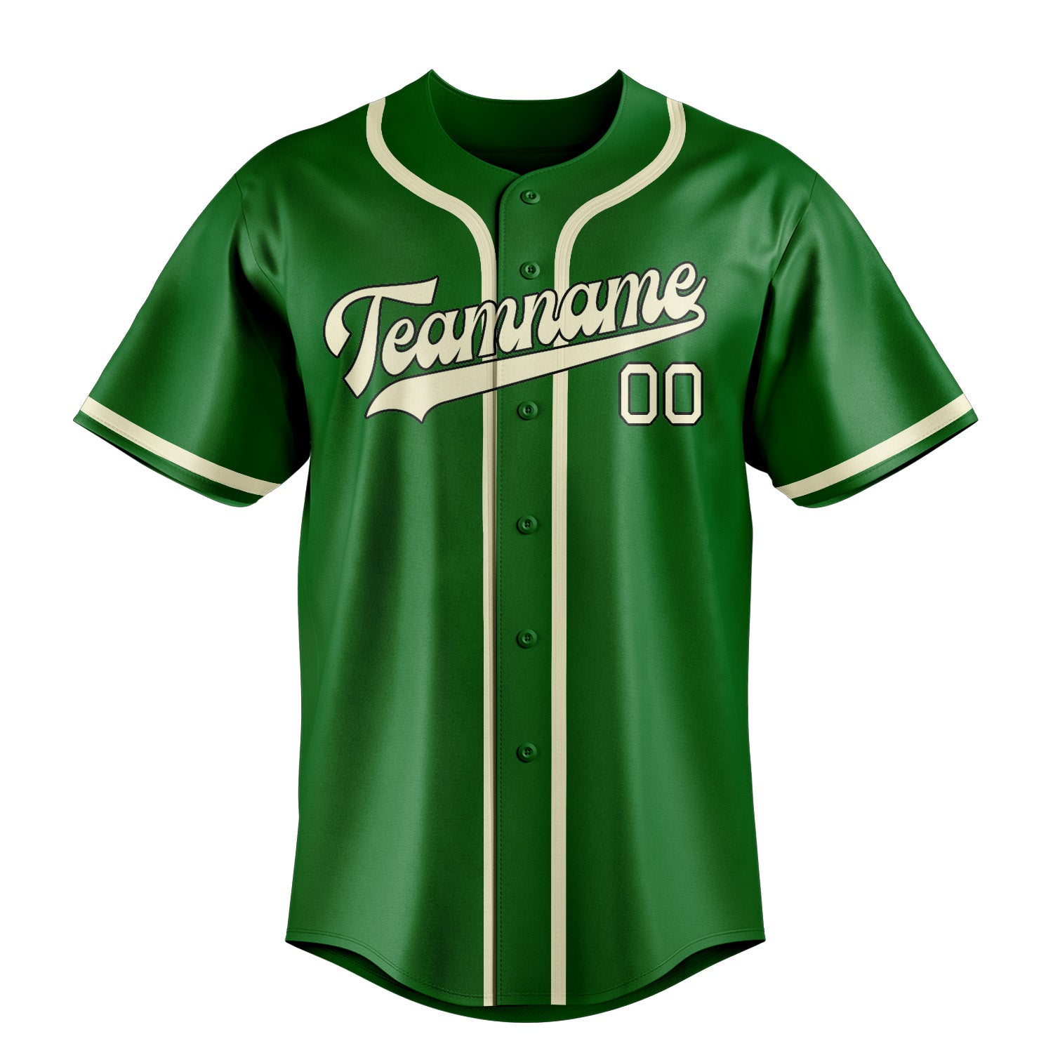 Custom Emerald Green Cream Baseball Jersey