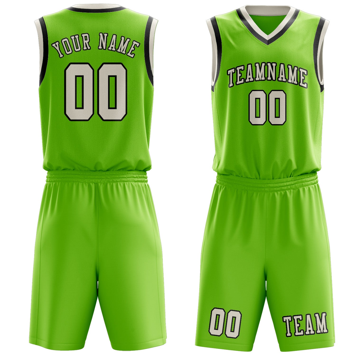 Custom Emerald Green Cream Basketball Set