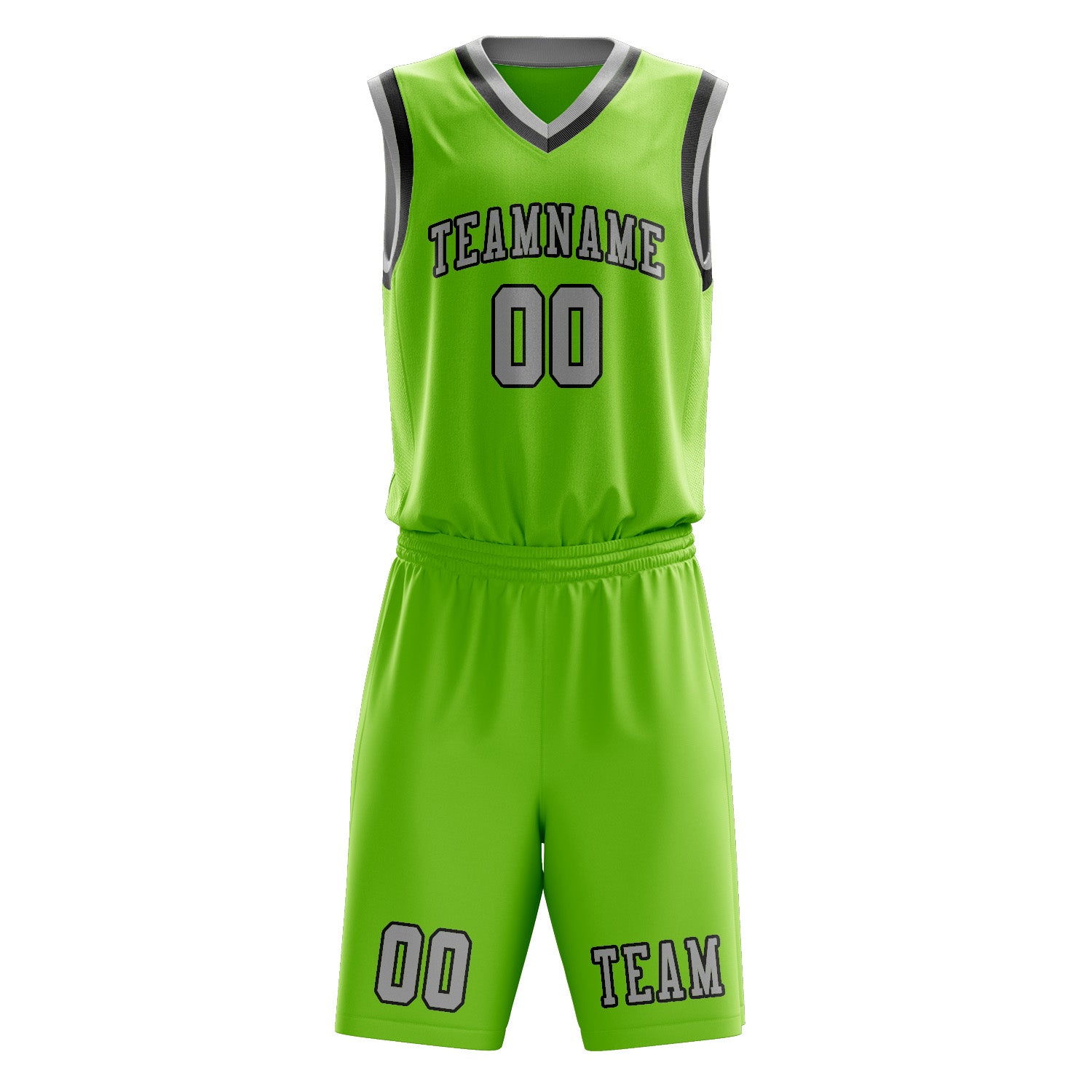 Custom Emerald Green Gray Basketball Set