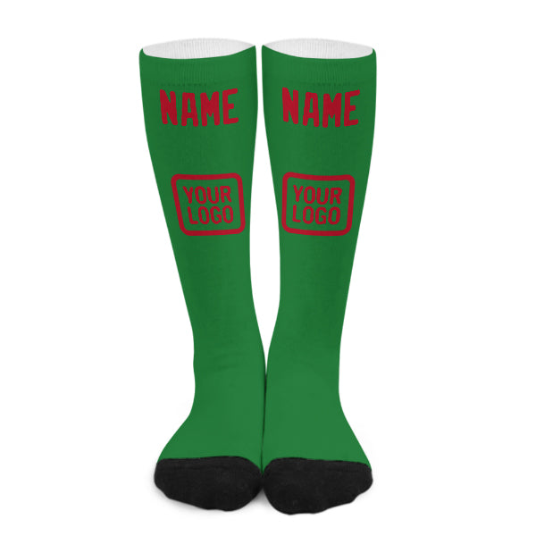 Custom Emerald Green Red Knee-High Sock