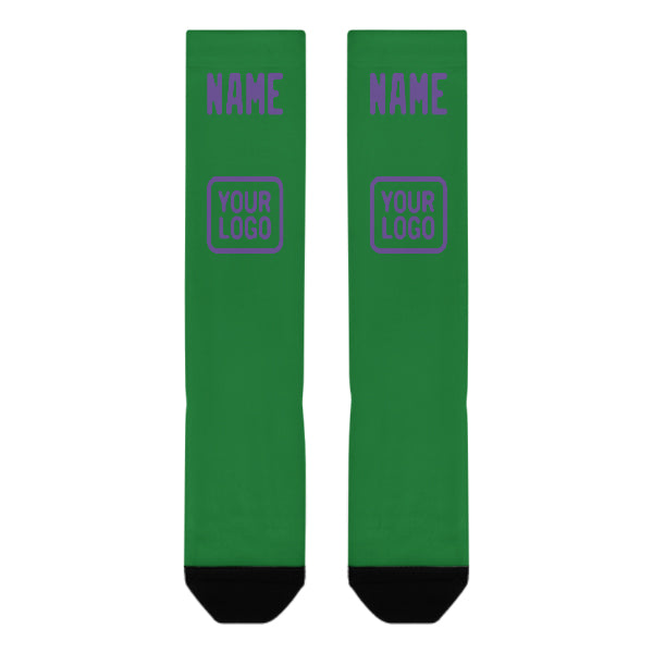 Custom Emerald Green Light Purple Knee-High Sock
