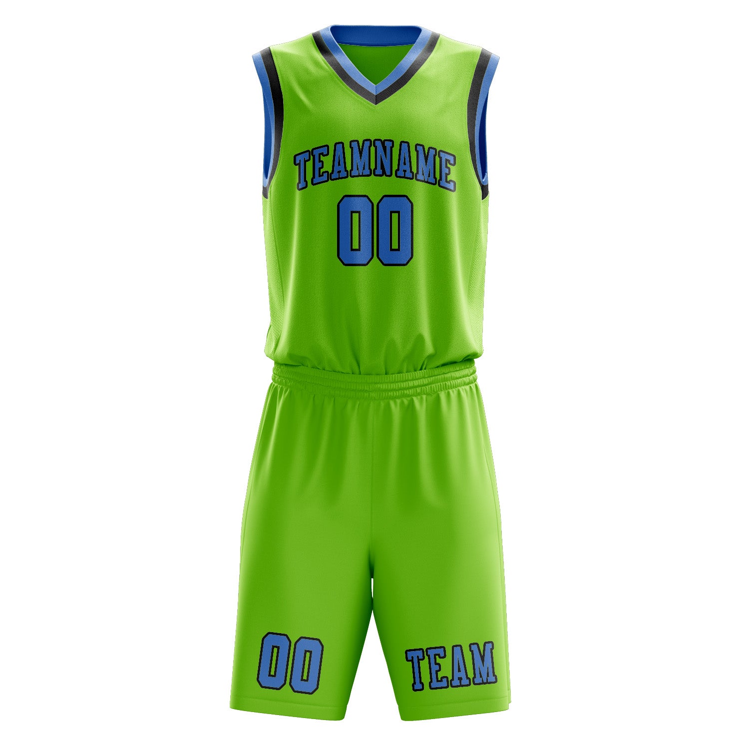 Custom Emerald Green Light Blue Basketball Set