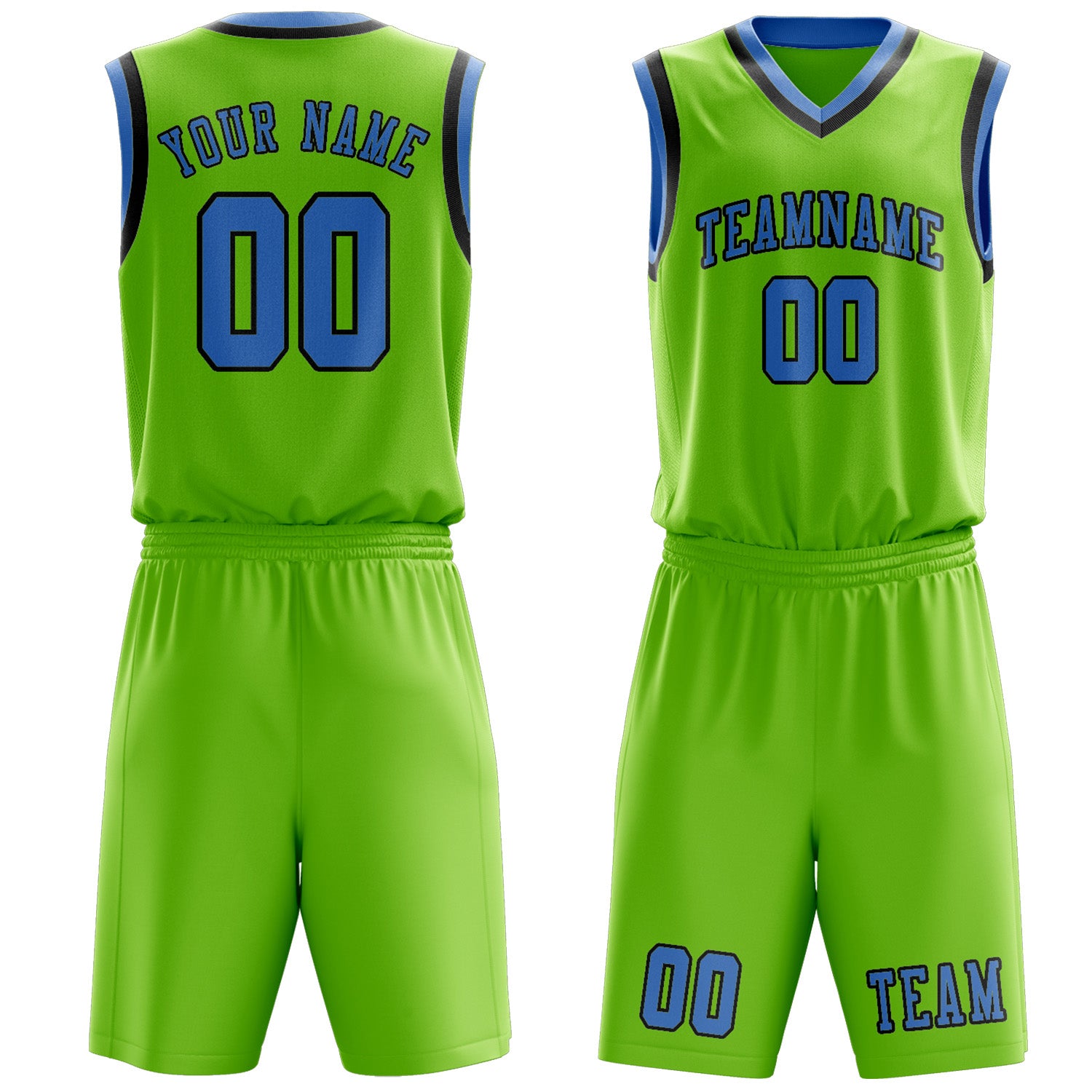 Custom Emerald Green Light Blue Basketball Set