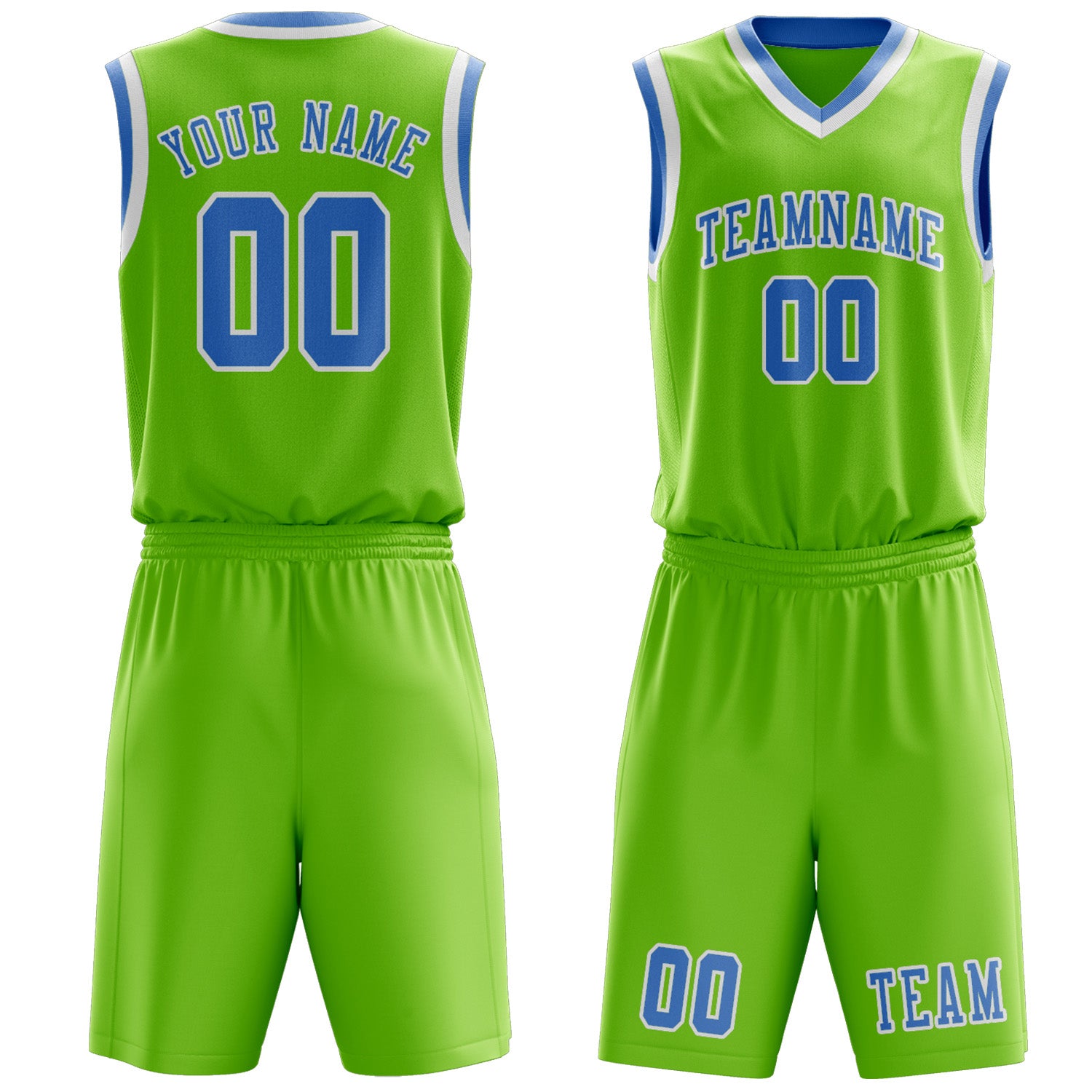 Custom Emerald Green Light Blue Basketball Set