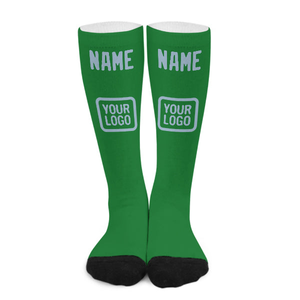 Custom Emerald Green Light Blue Knee-High Sock