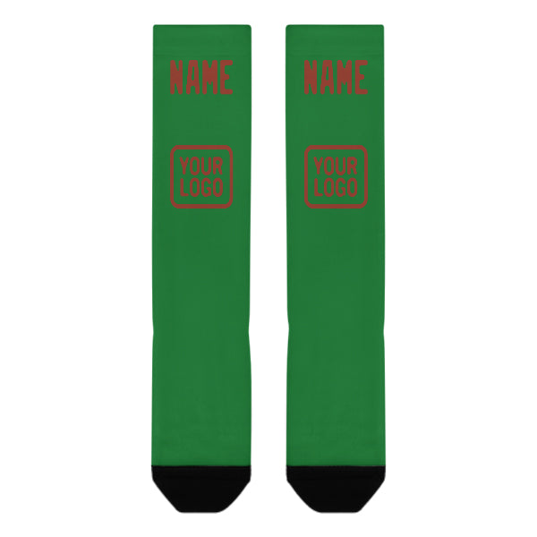 Custom Emerald Green Coral Red Knee-High Sock
