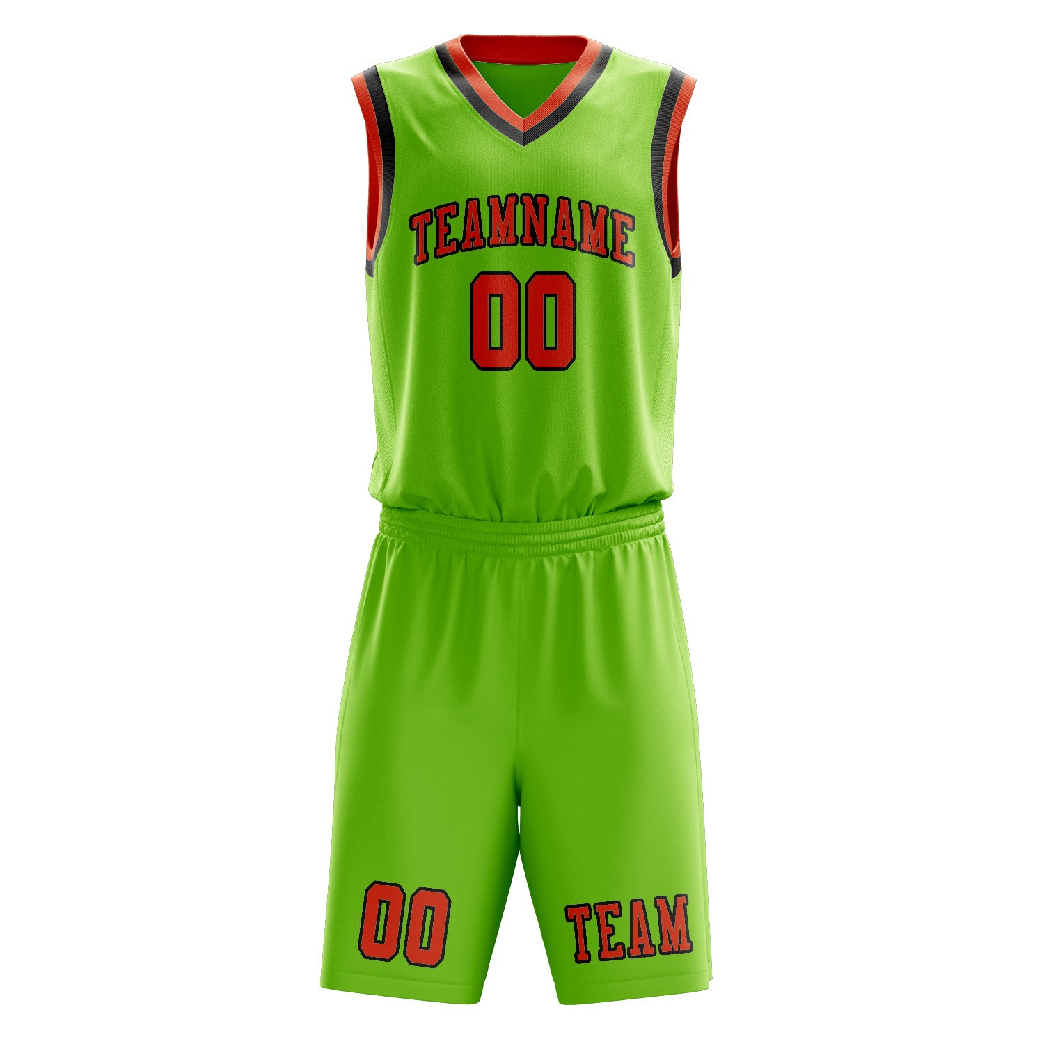 Custom Emerald Green Orange Red Basketball Set