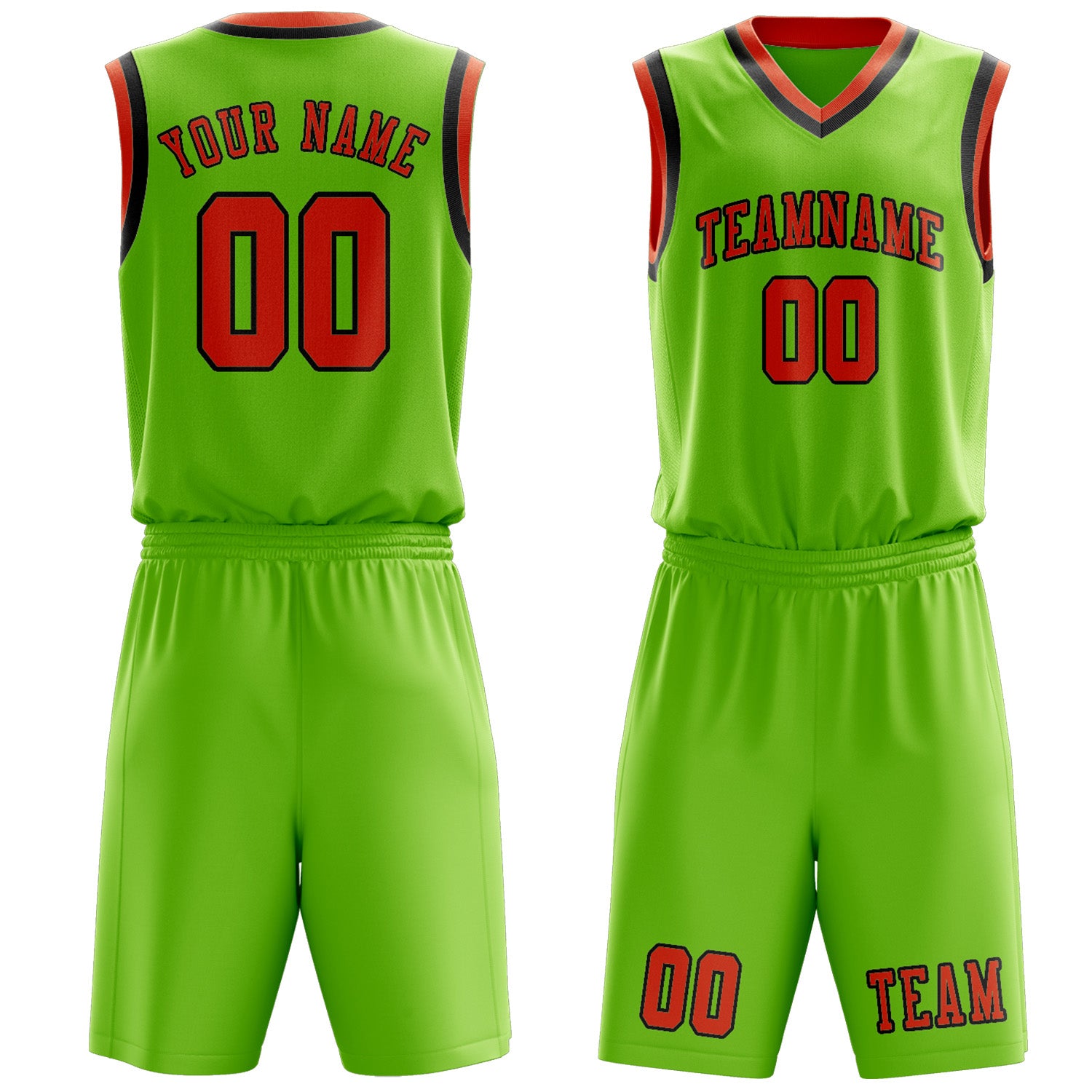 Custom Emerald Green Orange Red Basketball Set