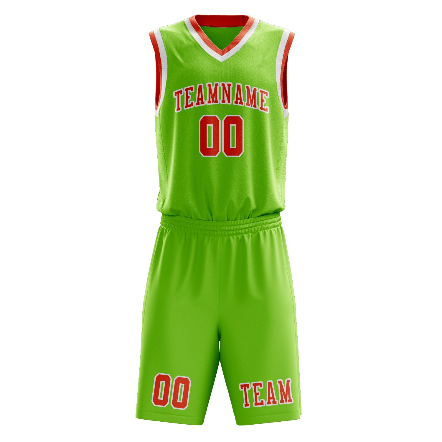 Custom Emerald Green Orange Red Basketball Set
