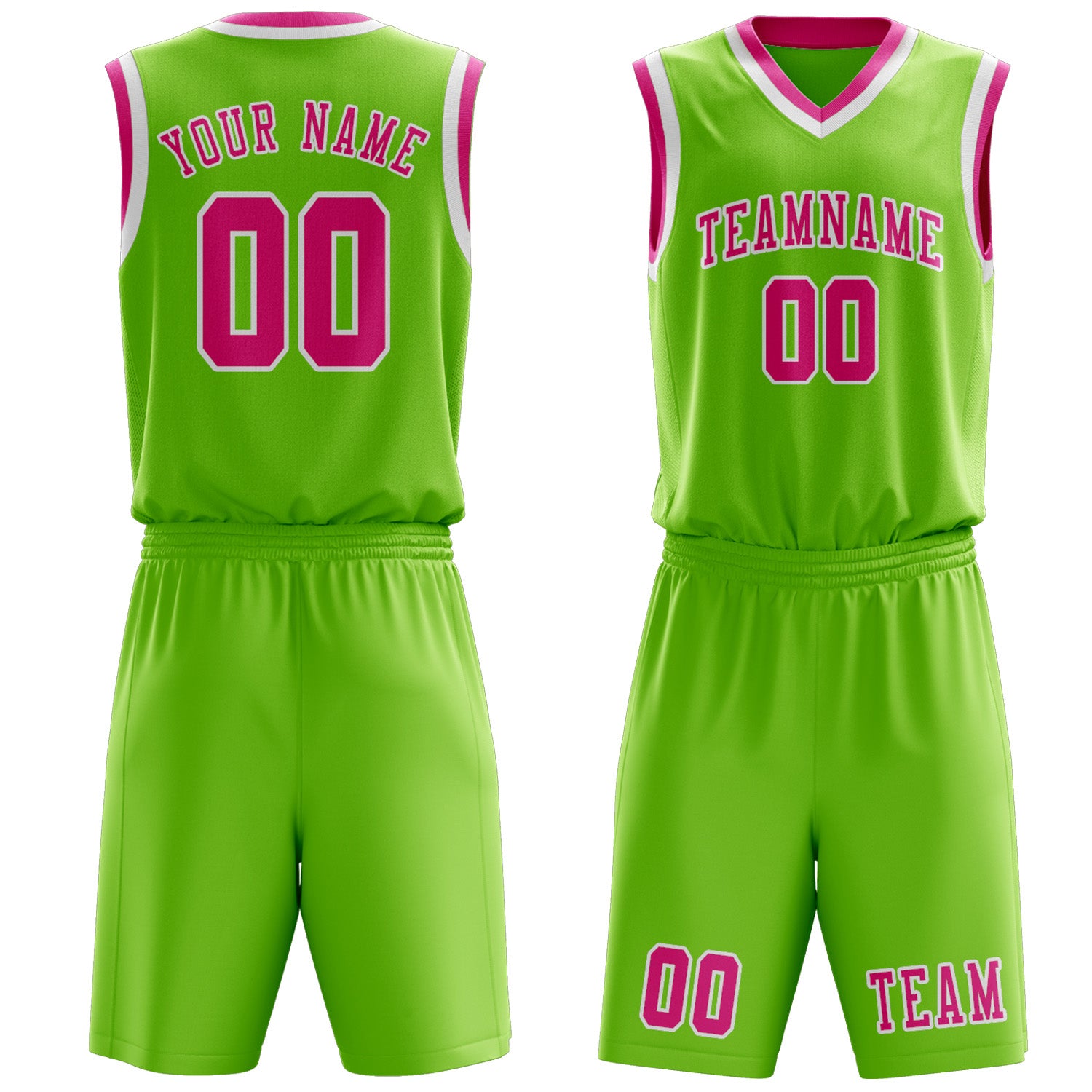 Custom Emerald Green Pink Basketball Set