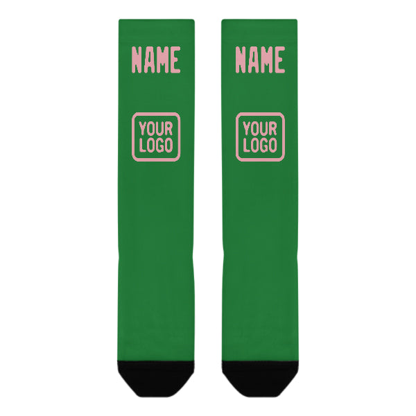 Custom Emerald Green Light Pink Knee-High Sock