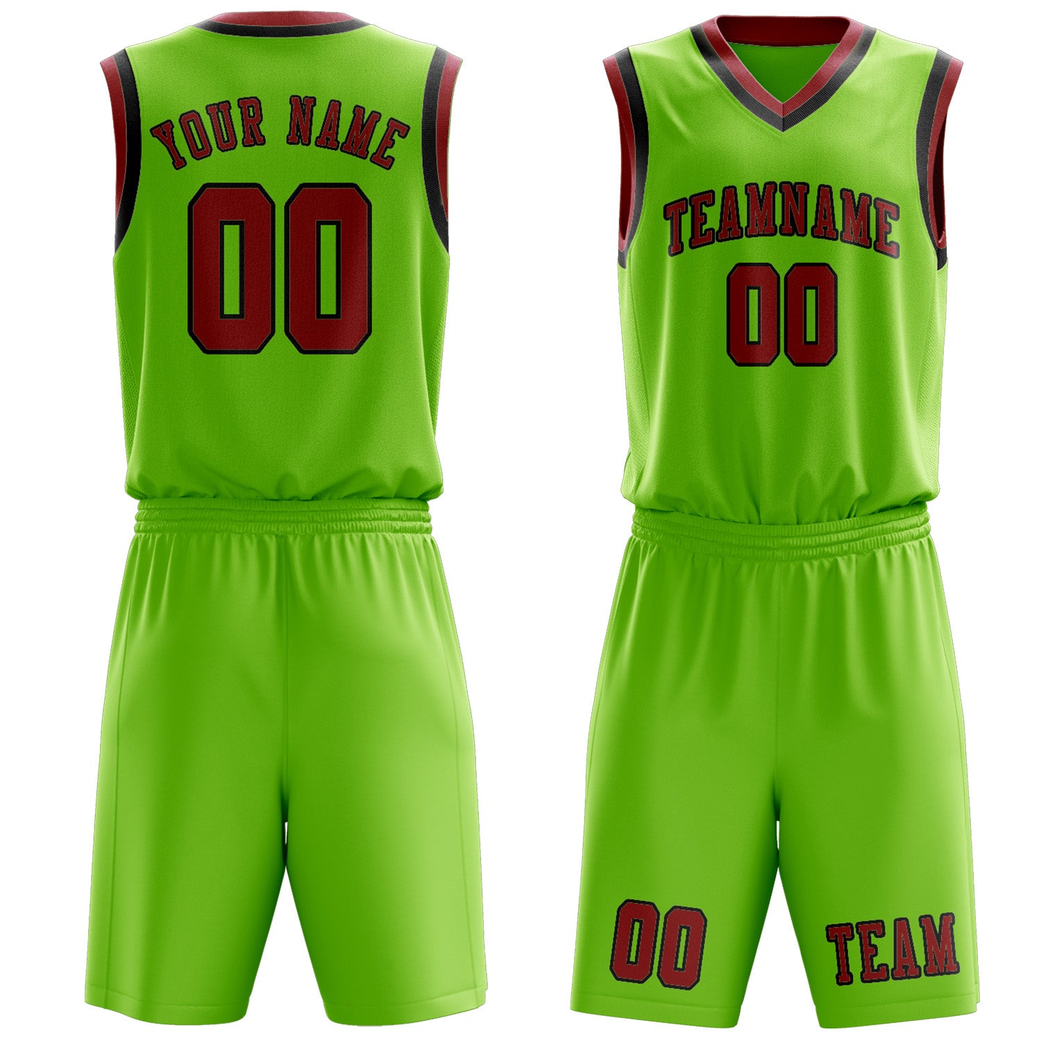 Custom Emerald Green Red Basketball Set