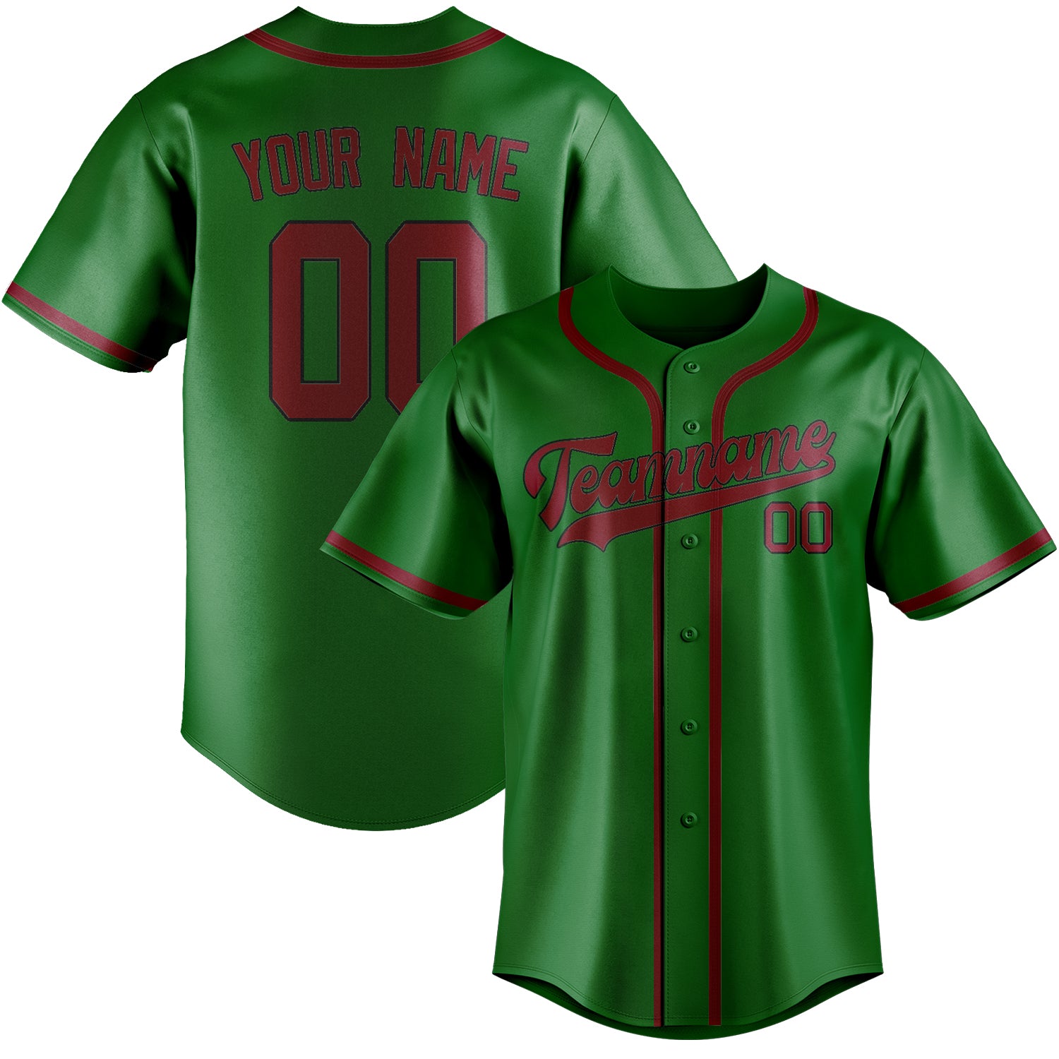 Custom Emerald Green Crimson Red Baseball Jersey