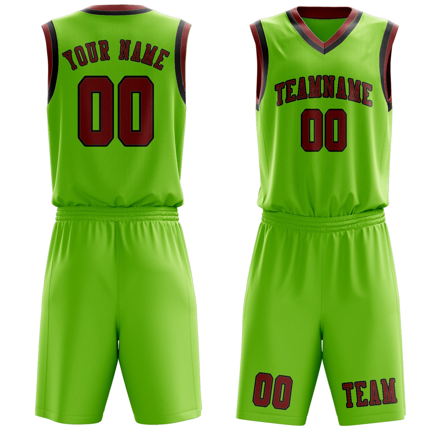 Custom Emerald Green Coral Red Basketball Set
