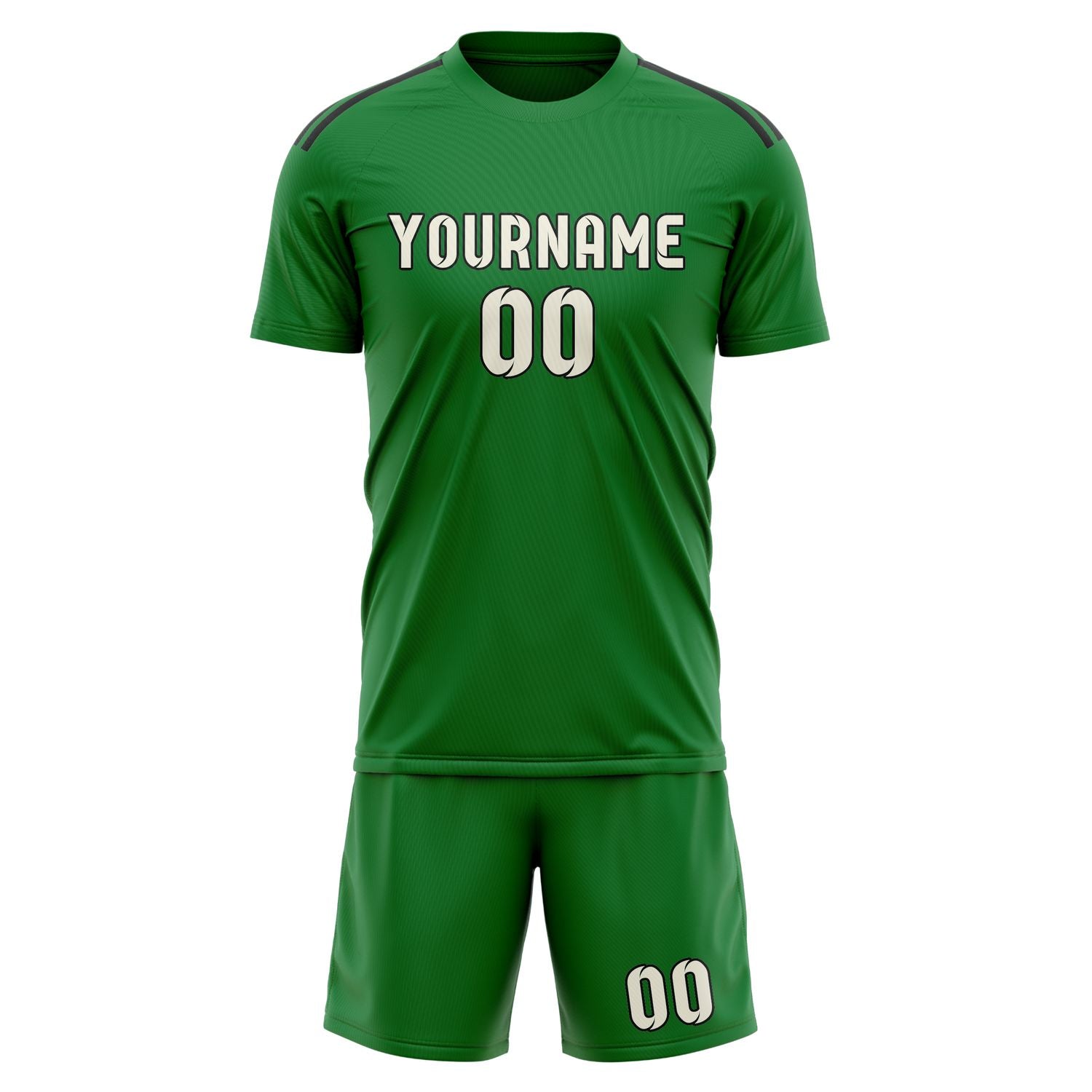 Custom Emerald Green Cream Soccer Set