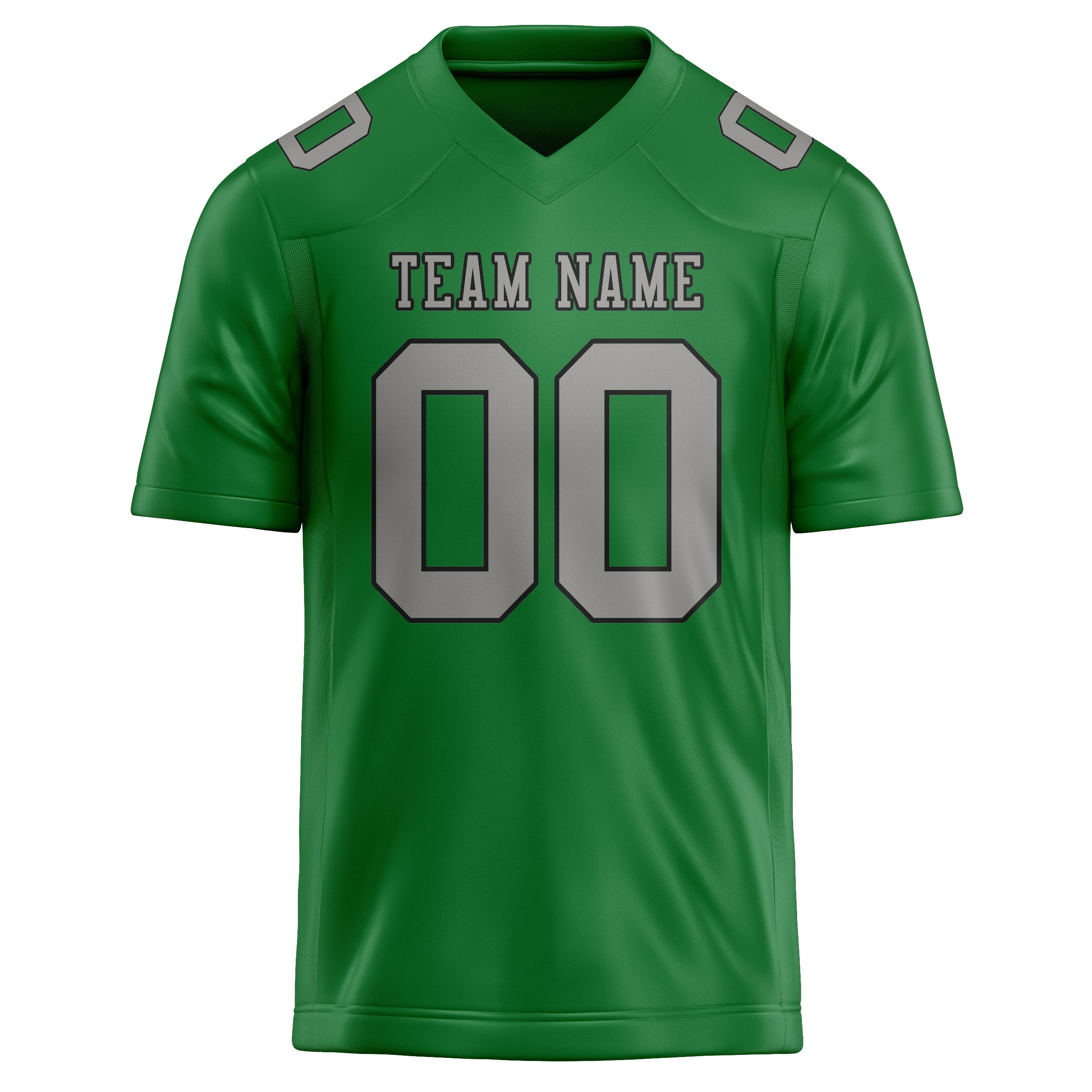 Custom Emerald Green Gray Football Jersey