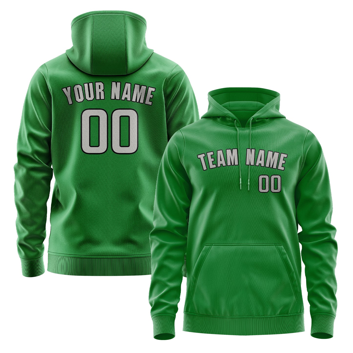 Custom Emerald Green Gray Hoodie