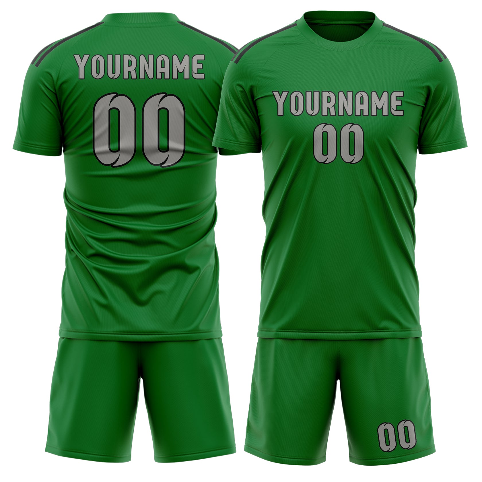 Custom Emerald Green Gray Soccer Set