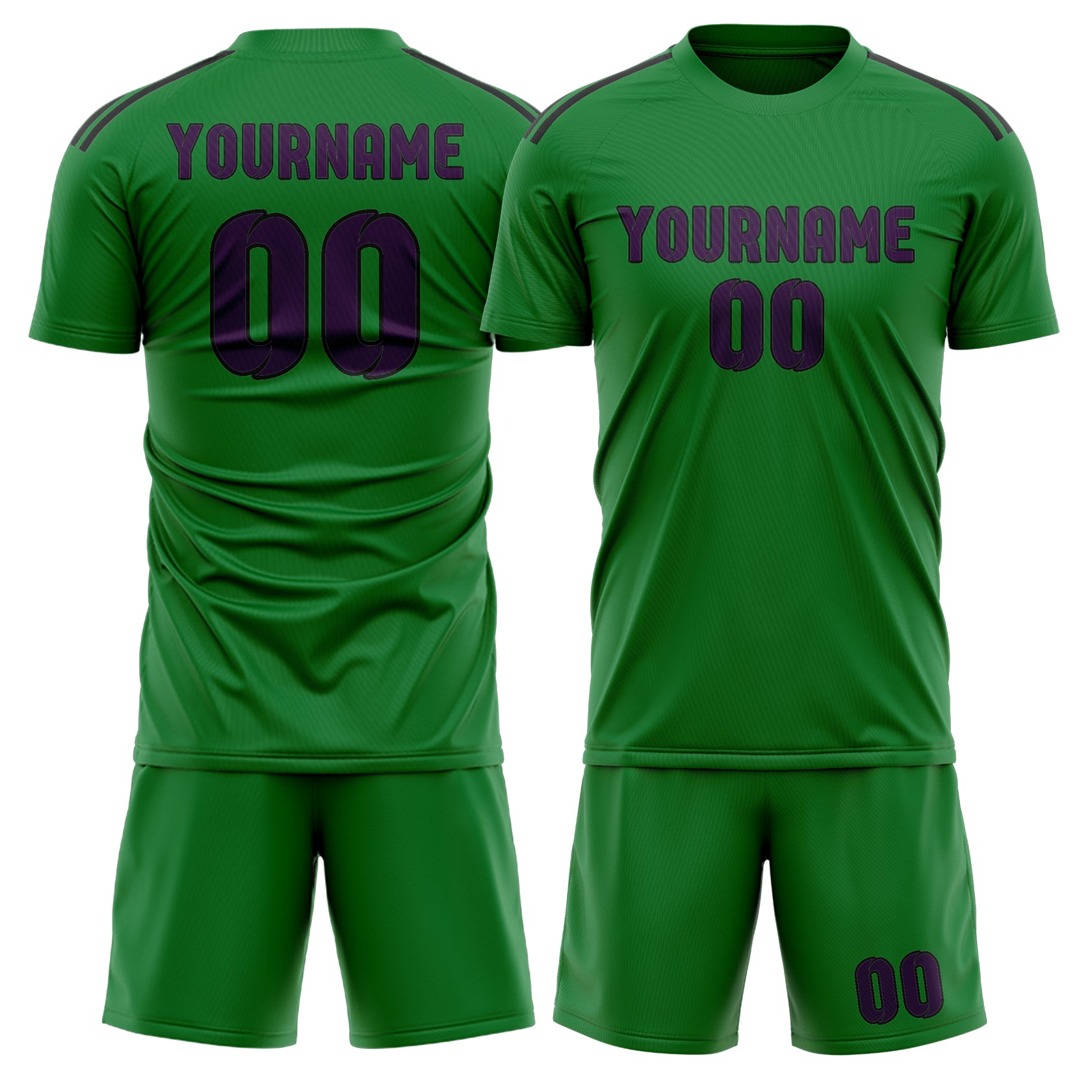 Custom Emerald Green Purple Soccer Set