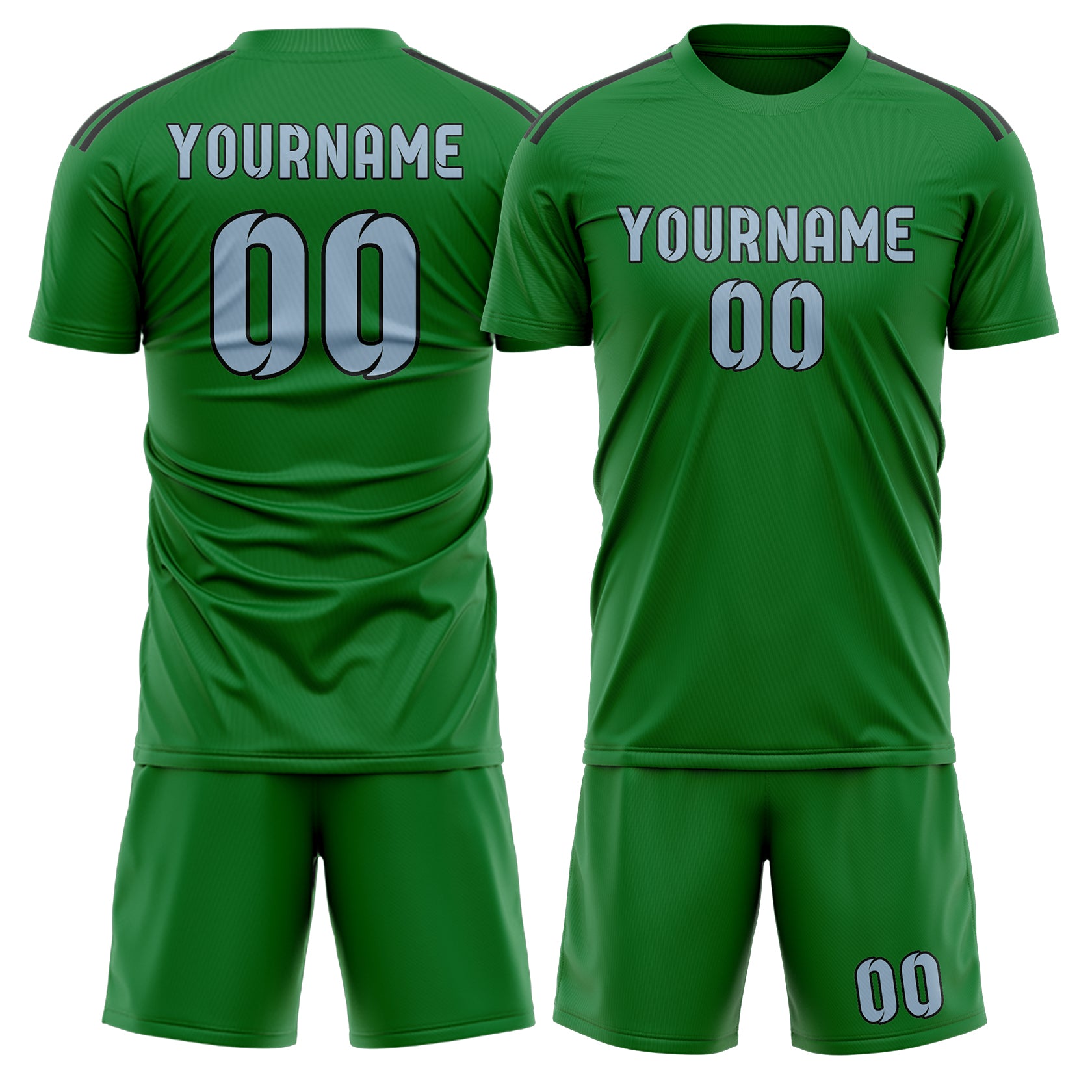 Custom Emerald Green Light Blue Soccer Set