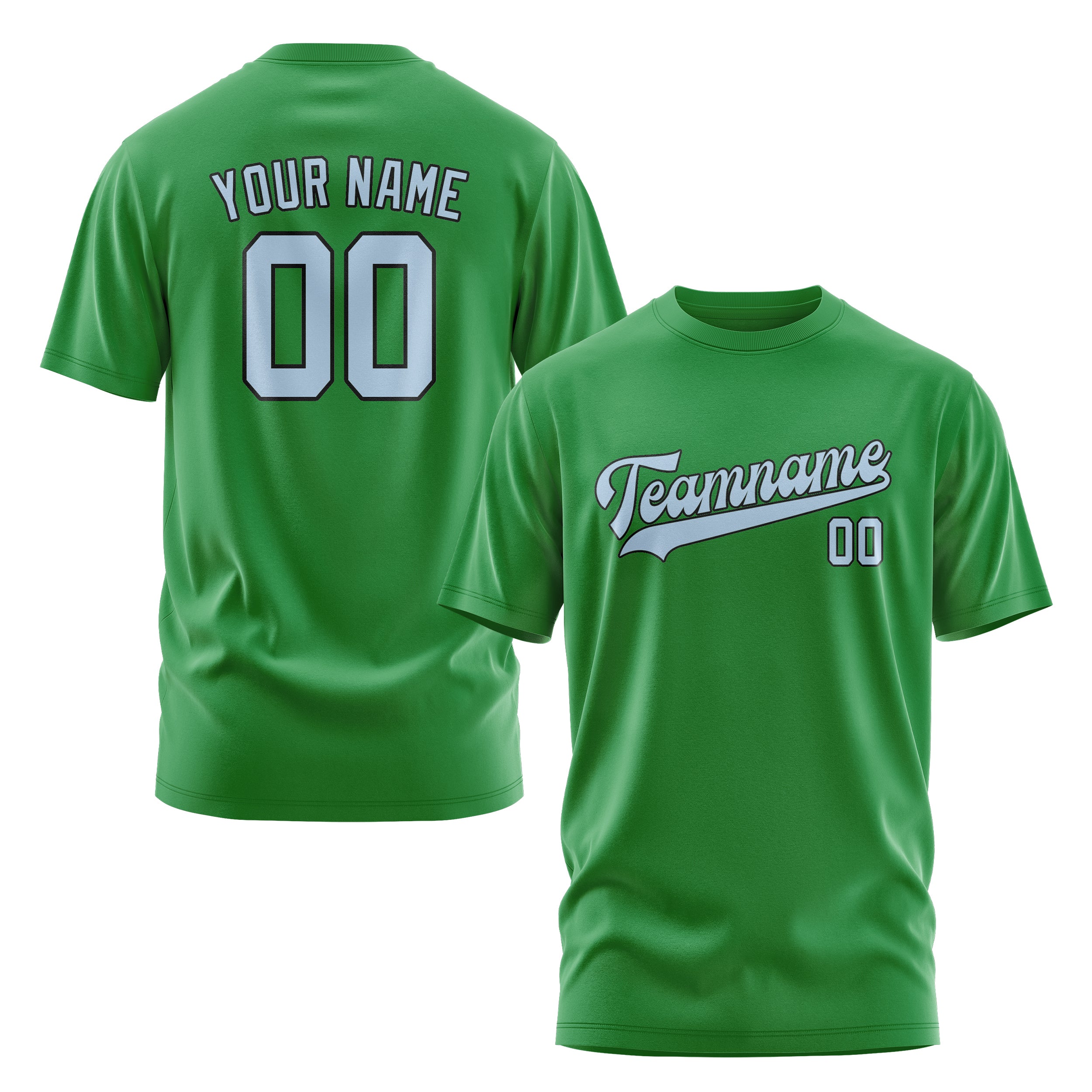 Custom Emerald Green Light Blue T-Shirt