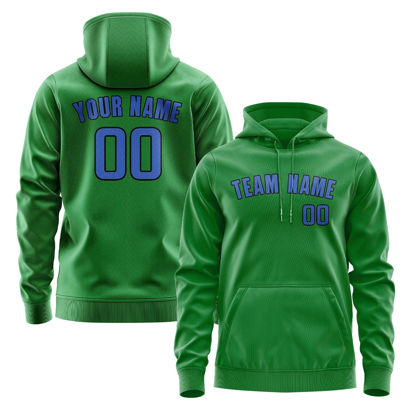 Custom Emerald Green Sky Blue Hoodie