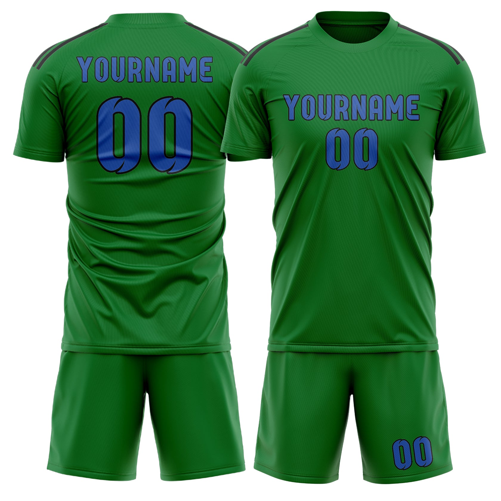 Custom Emerald Green Sky Blue Soccer Set