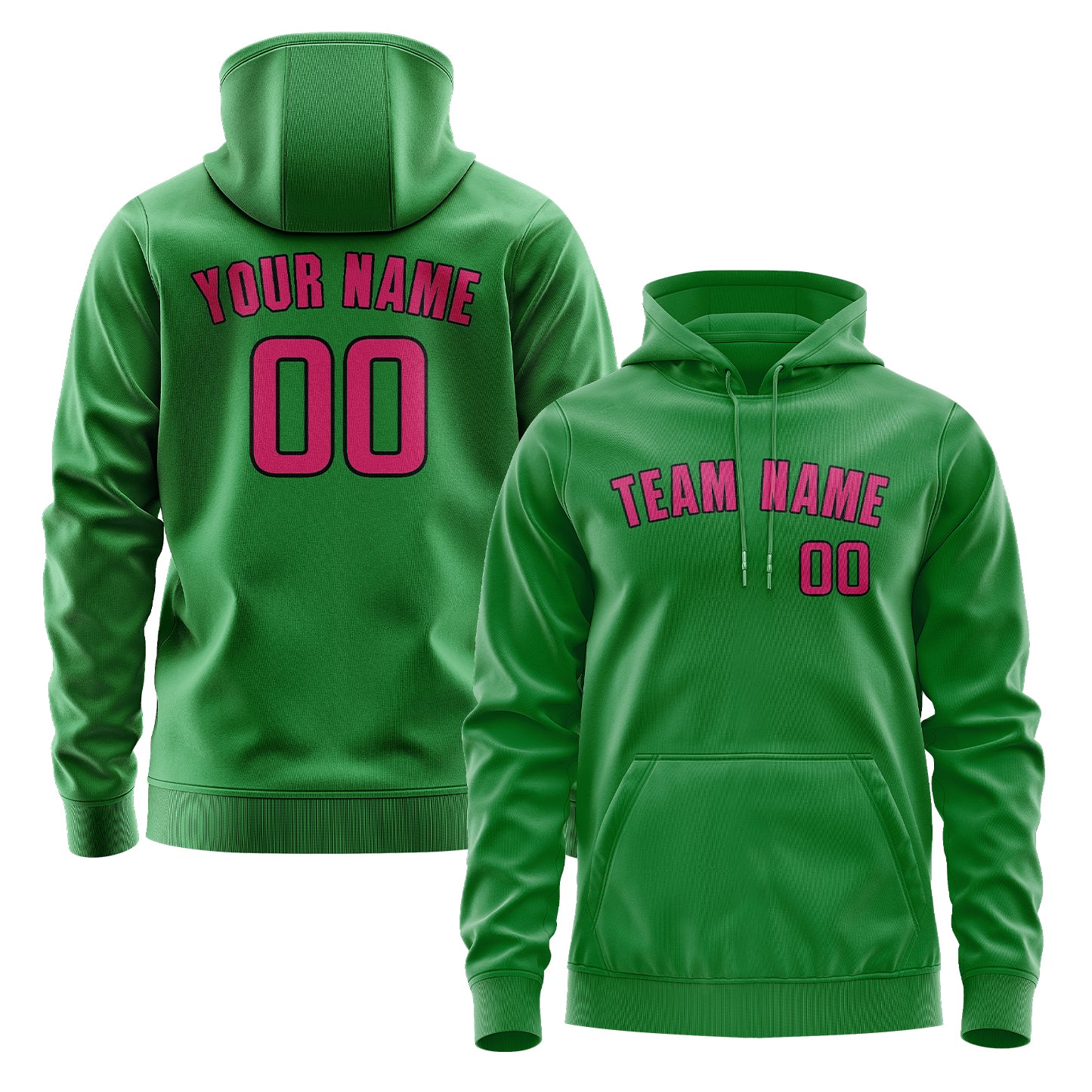 Custom Emerald Green Pink Hoodie