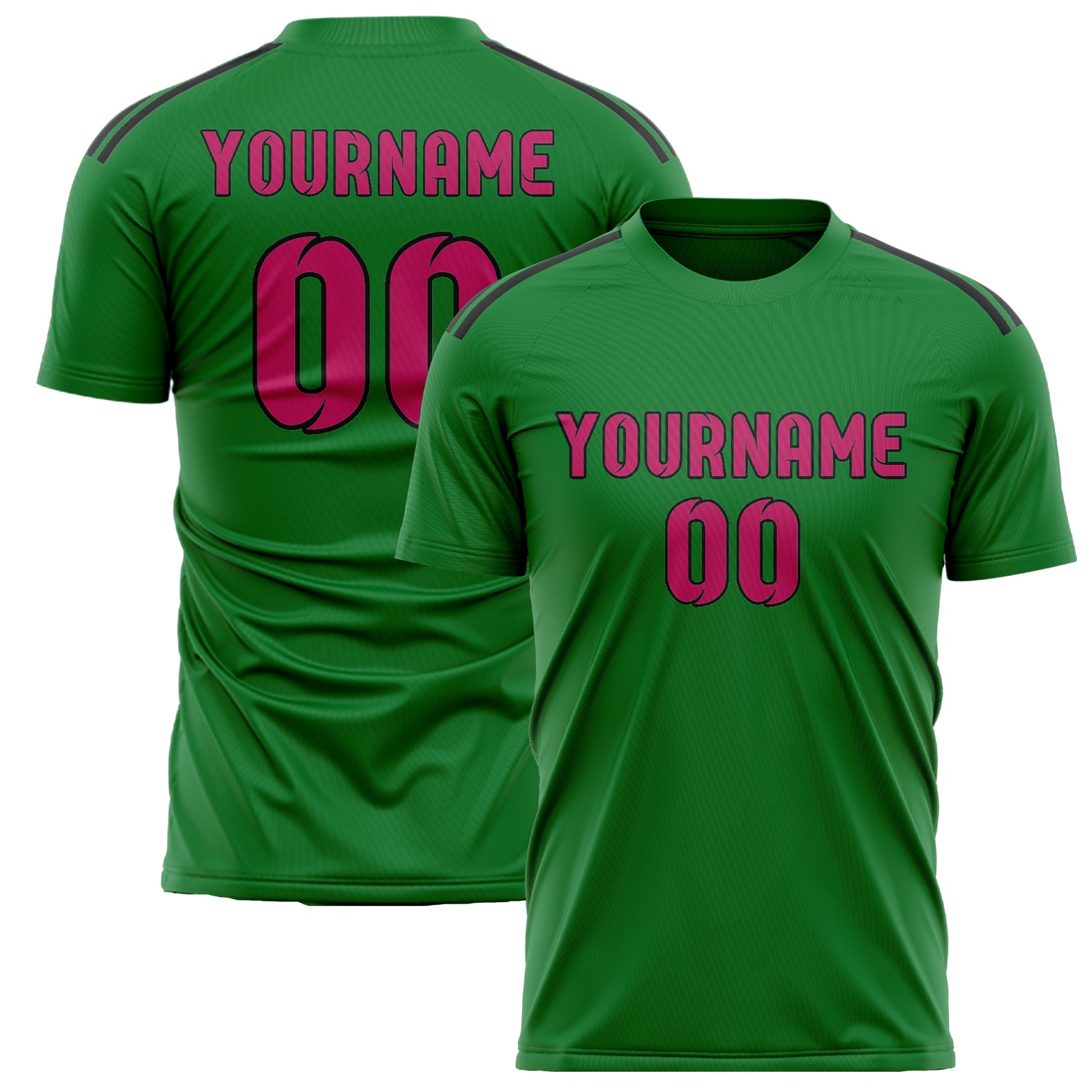 Custom Emerald Green Pink Soccer Jersey
