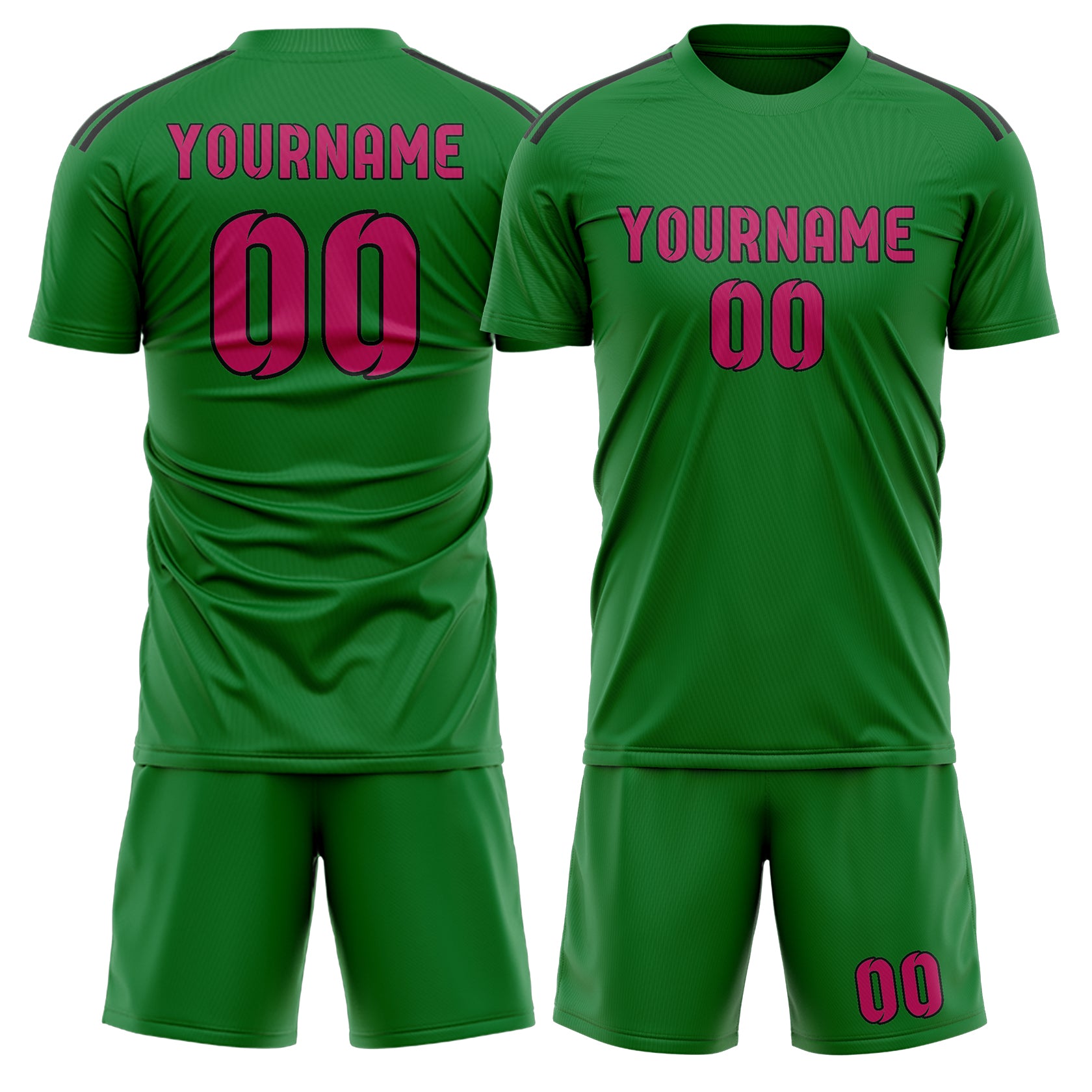 Custom Emerald Green Pink Soccer Set