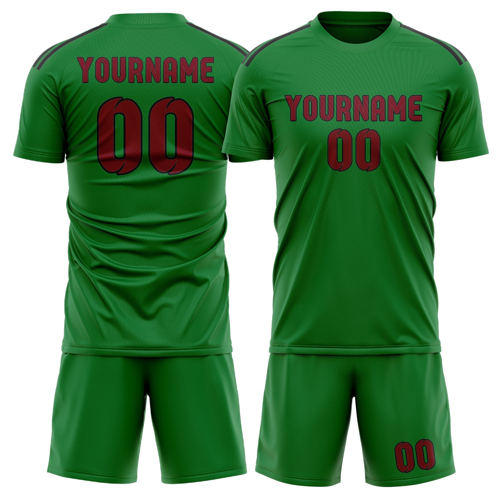 Custom Emerald Green Crimson Red Soccer Set