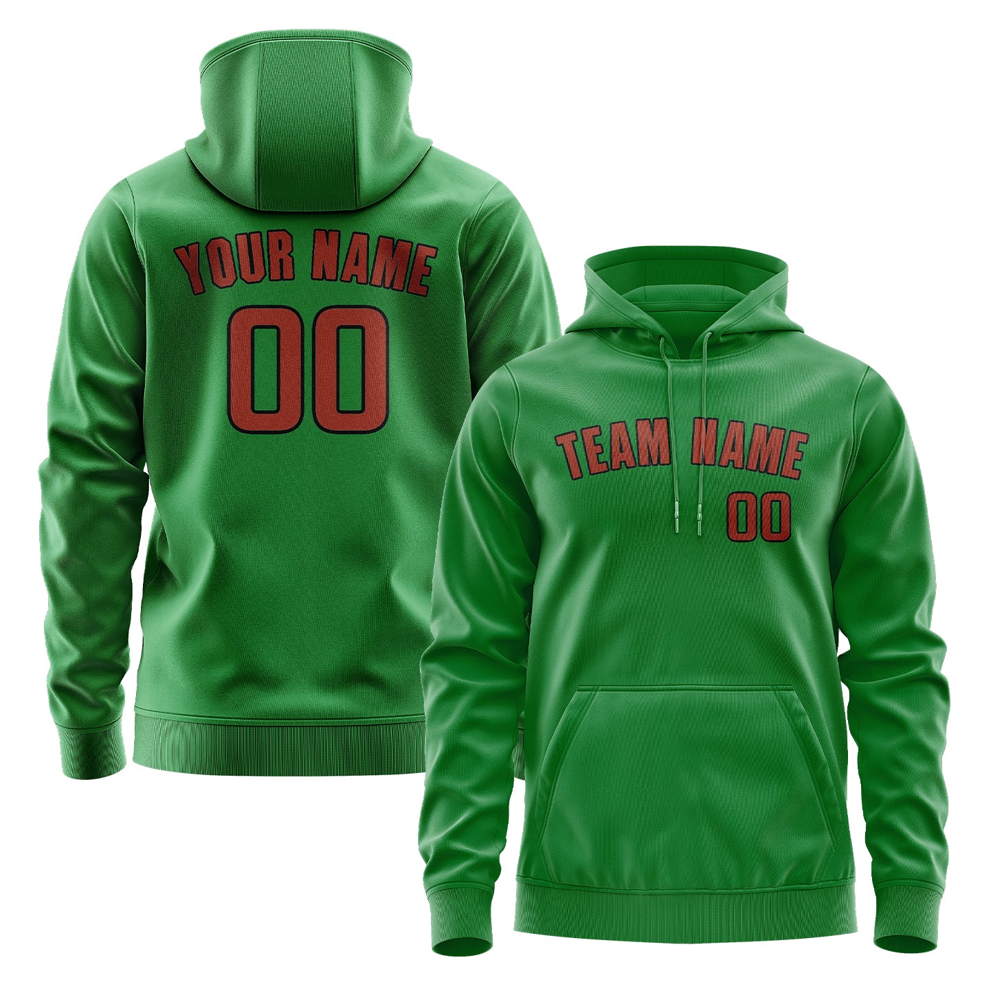 Custom Emerald Green Coral Red Hoodie