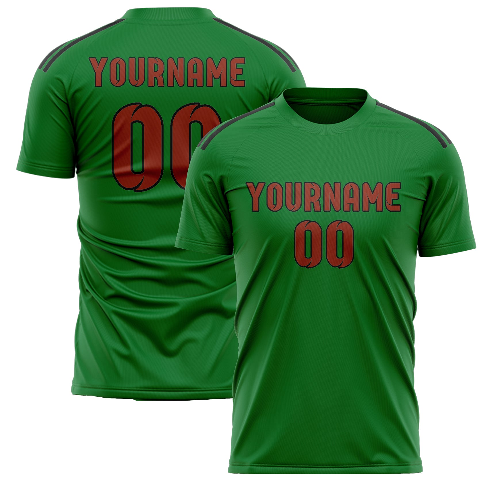 Custom Emerald Green Coral Red Soccer Jersey
