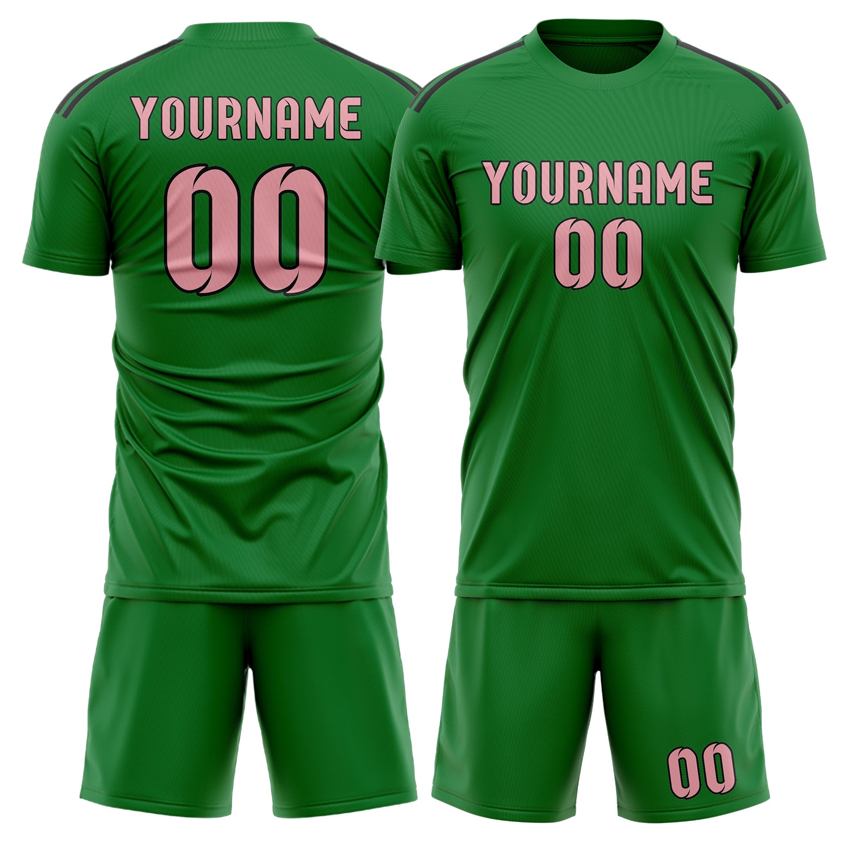 Custom Emerald Green Light Pink Soccer Set