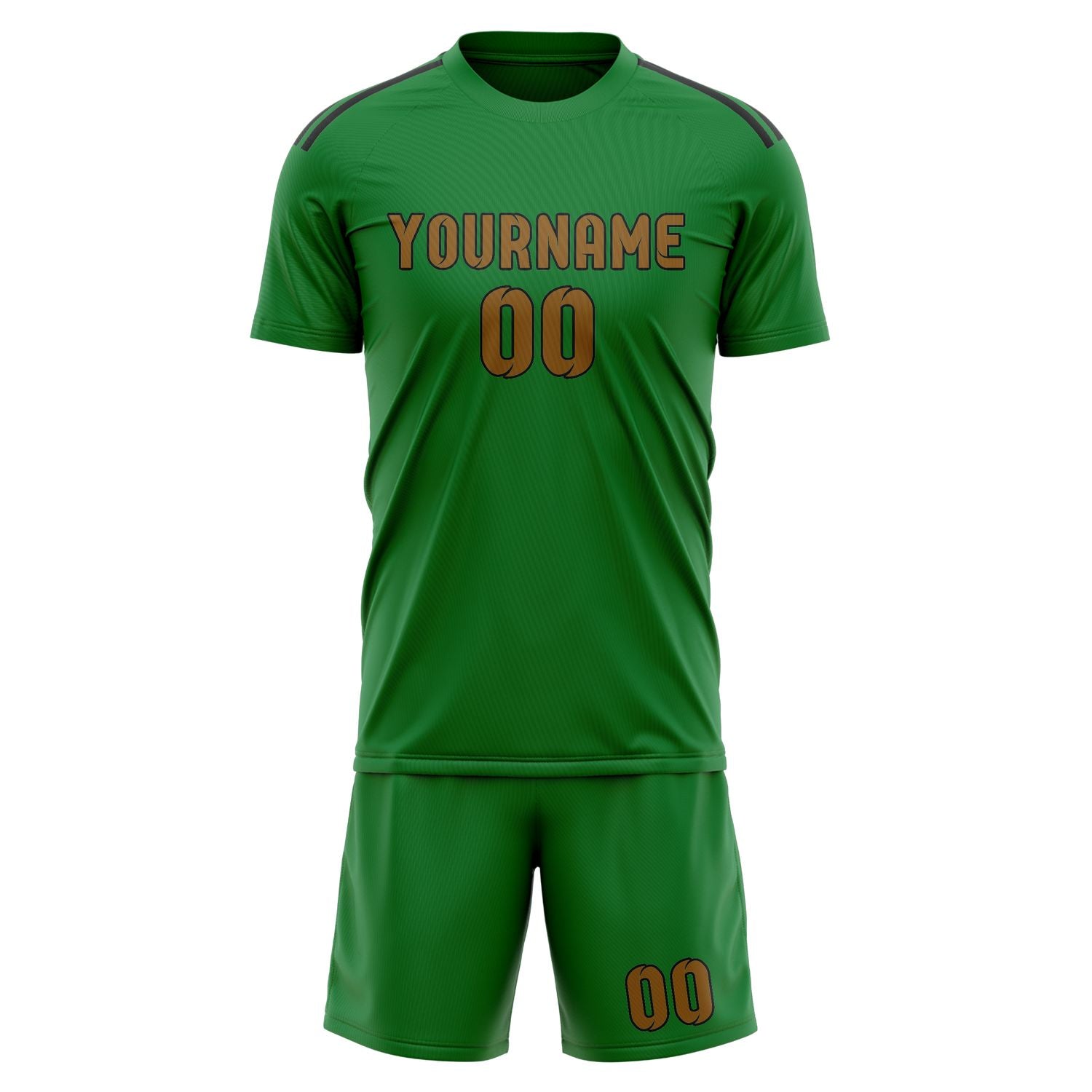 Custom Emerald Green Khaki Soccer Set