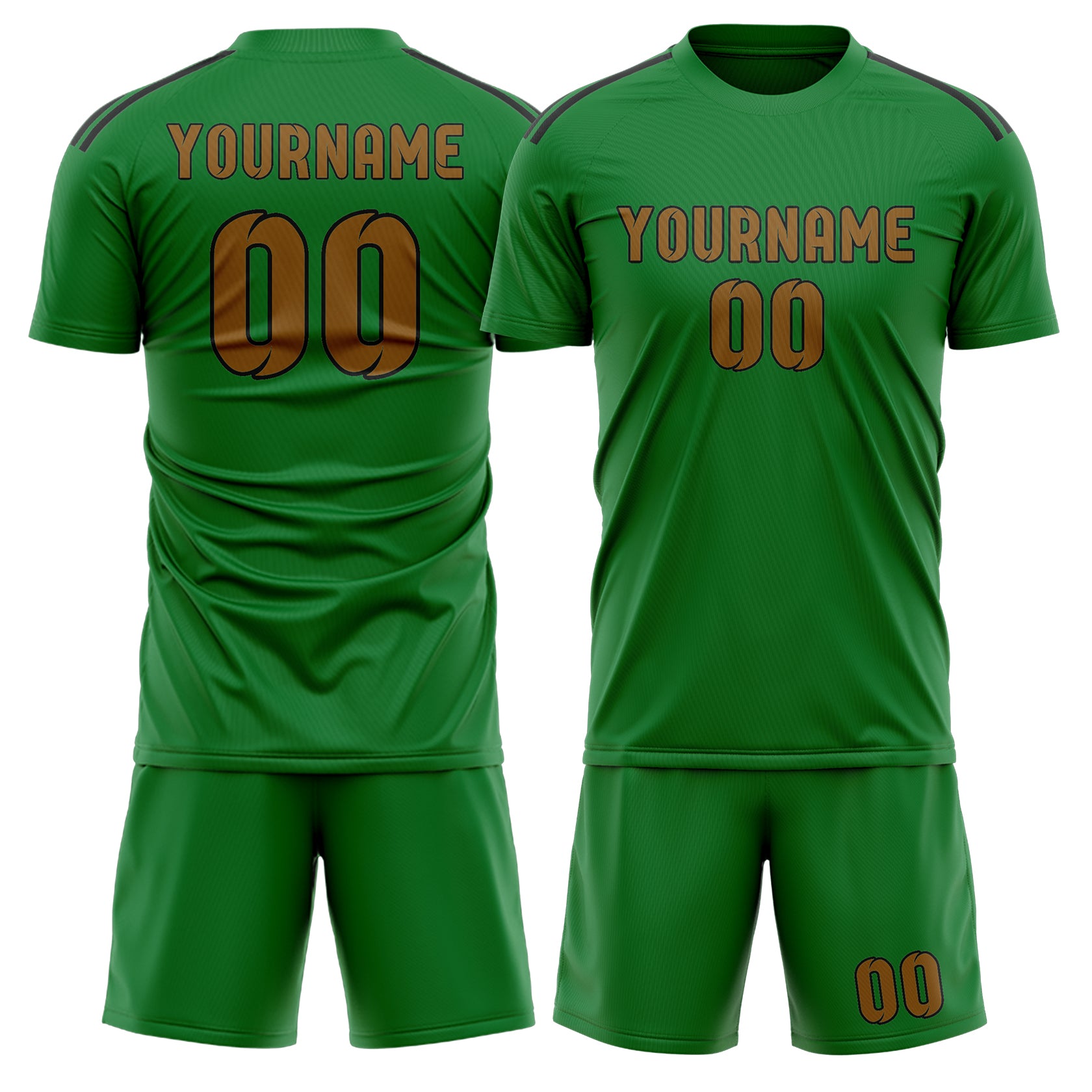 Custom Emerald Green Khaki Soccer Set