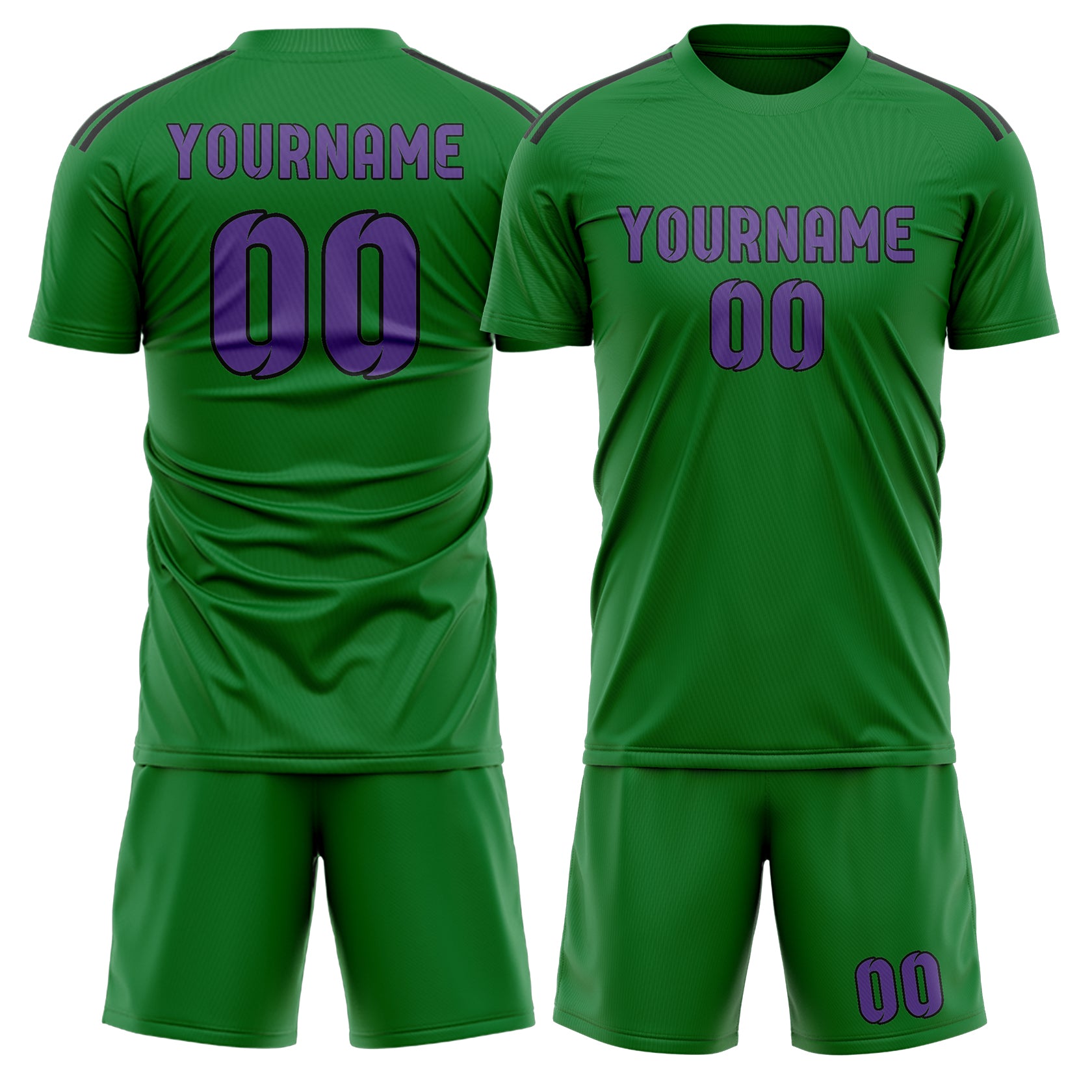 Custom Emerald Green Light Purple Soccer Set