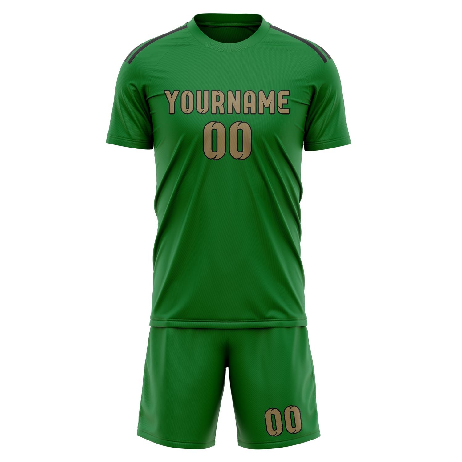 Custom Emerald Green Light Khaki Soccer Set