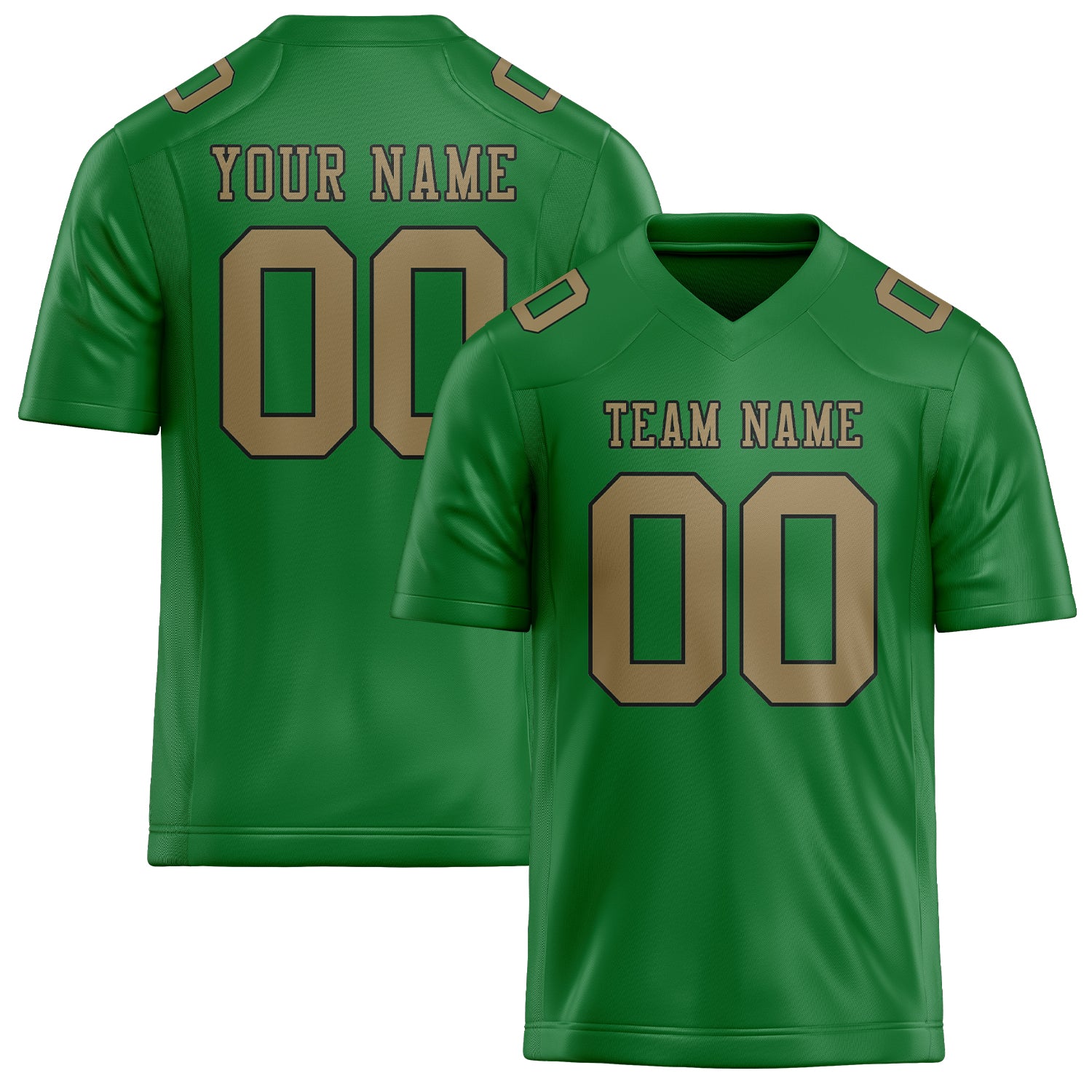 Custom Emerald Green Light Khaki Football Jersey