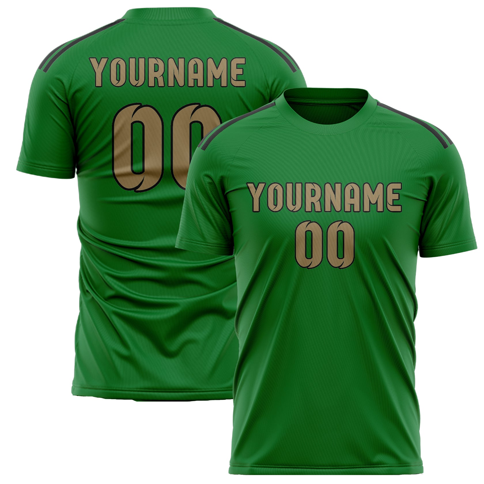 Custom Emerald Green Light Khaki Soccer Jersey
