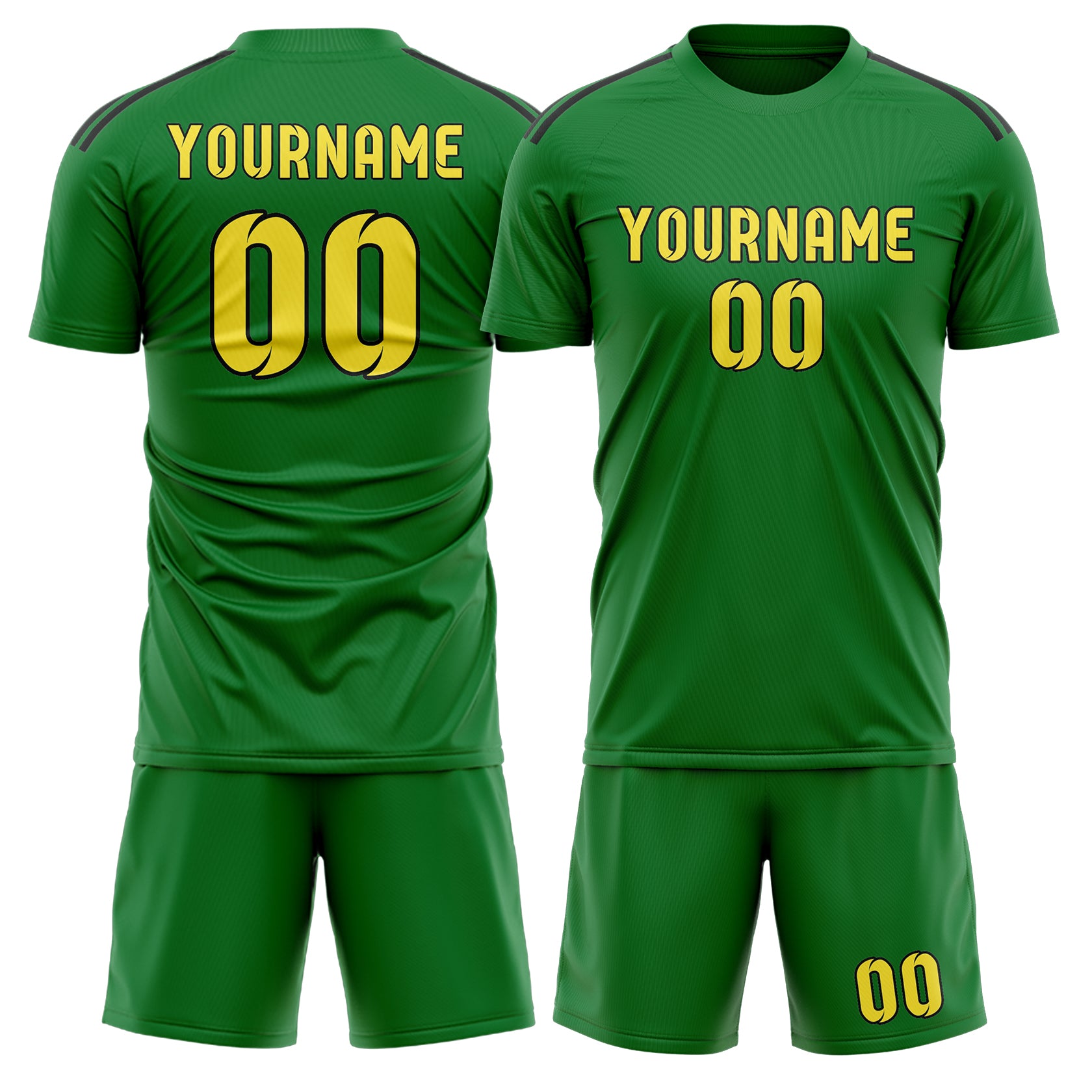 Custom Emerald Green Light Yellow Soccer Set