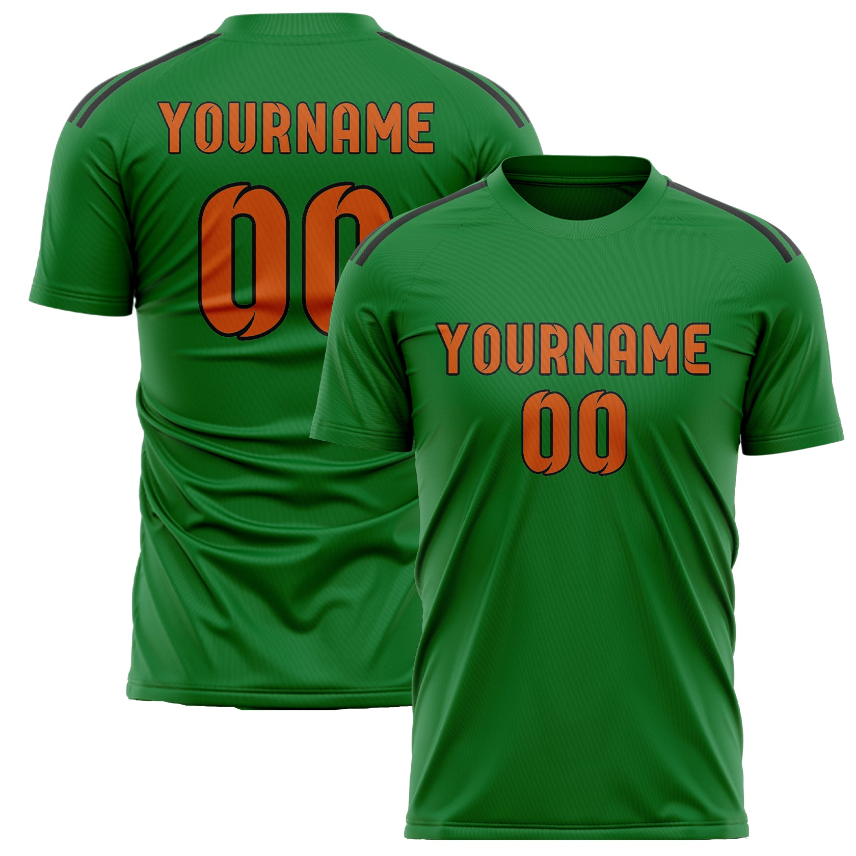 Custom Emerald Green Orange Soccer Jersey