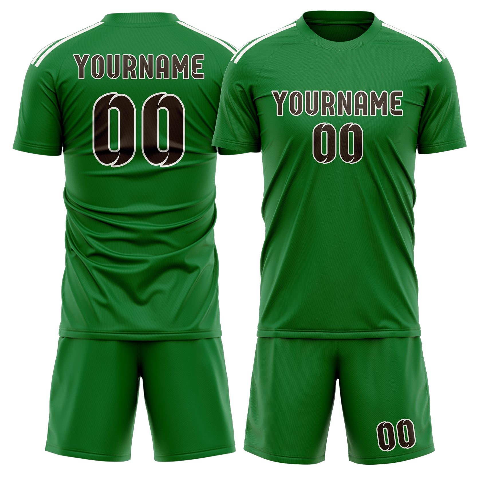 Custom Emerald Green Brown Soccer Set