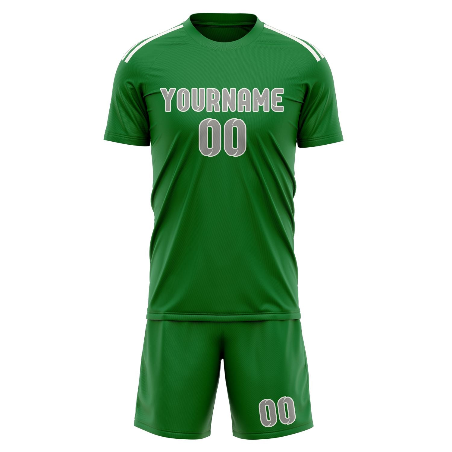 Custom Emerald Green Gray Soccer Set