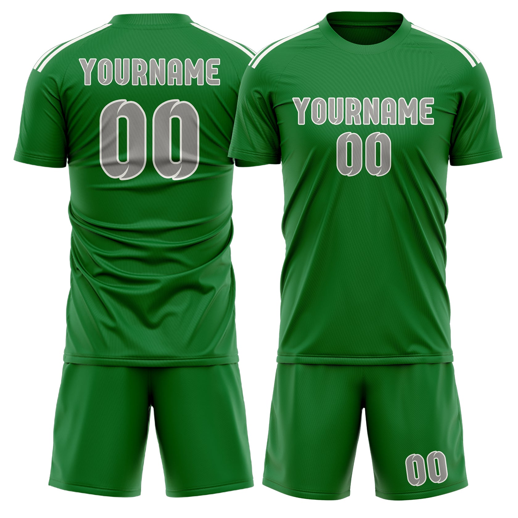 Custom Emerald Green Gray Soccer Set