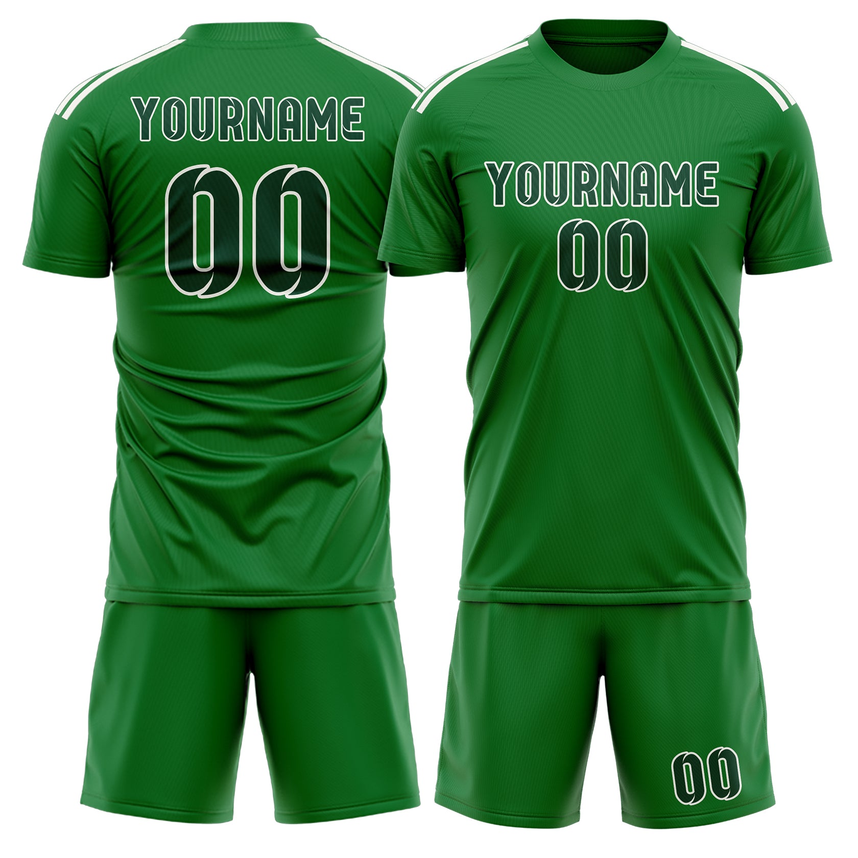 Custom Emerald Green Green Soccer Set