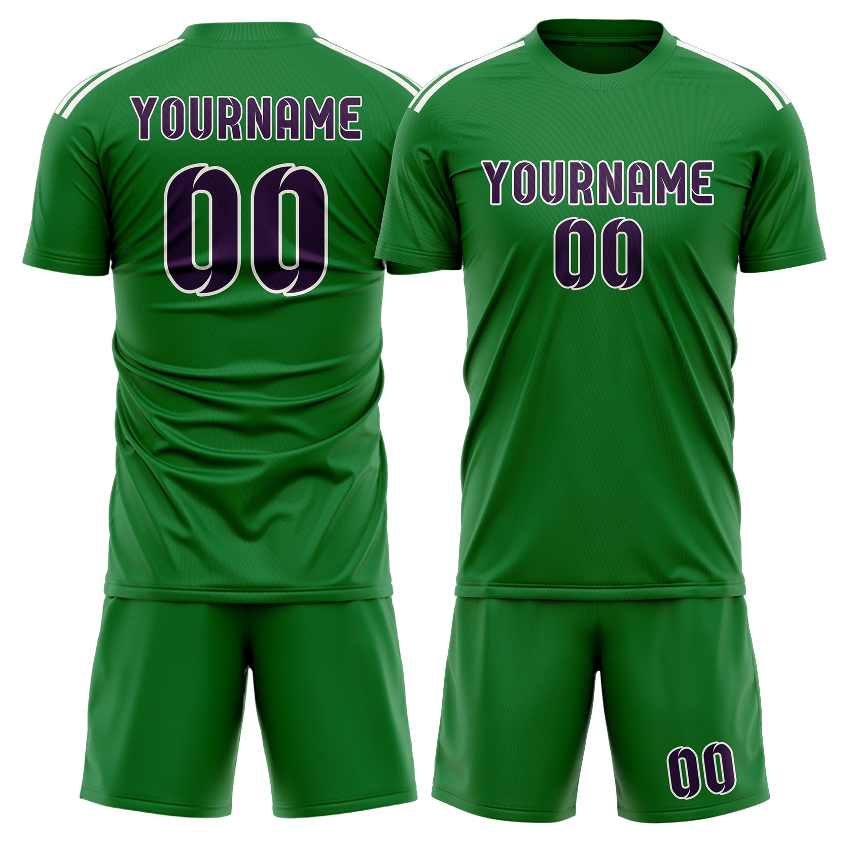 Custom Emerald Green Purple Soccer Set