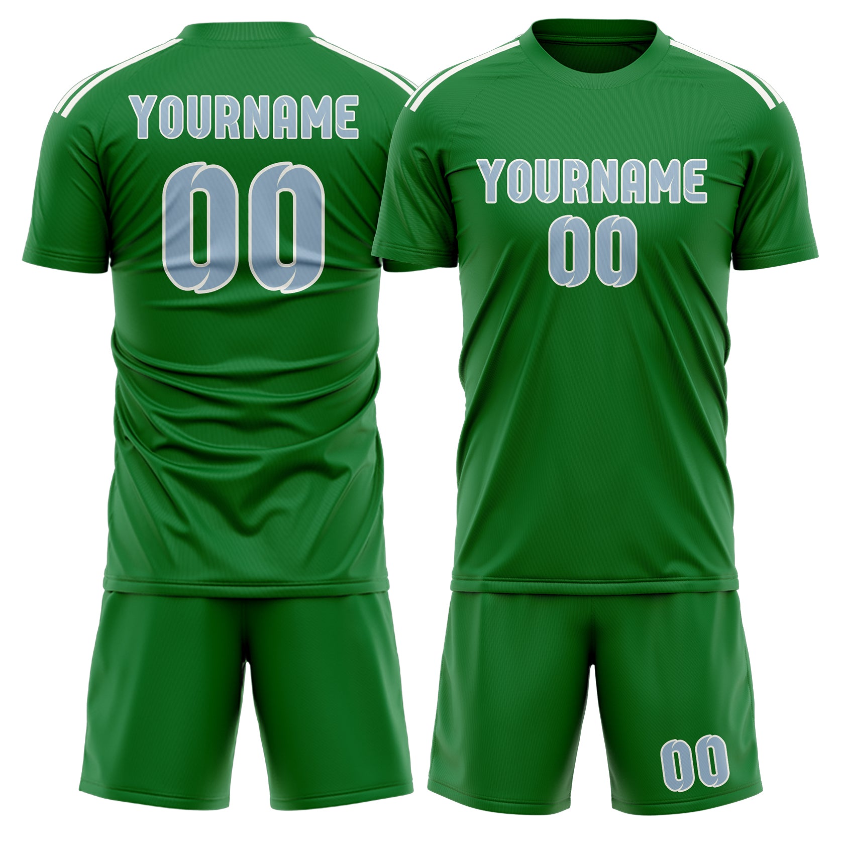 Custom Emerald Green Light Blue Soccer Set