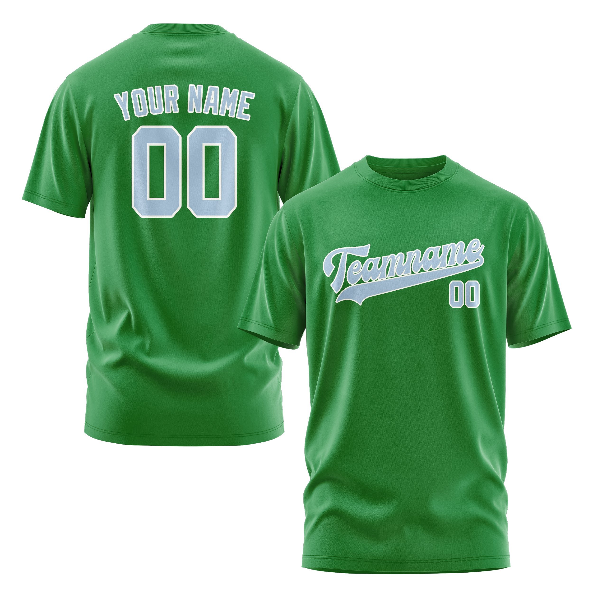 Custom Emerald Green Light Blue T-Shirt